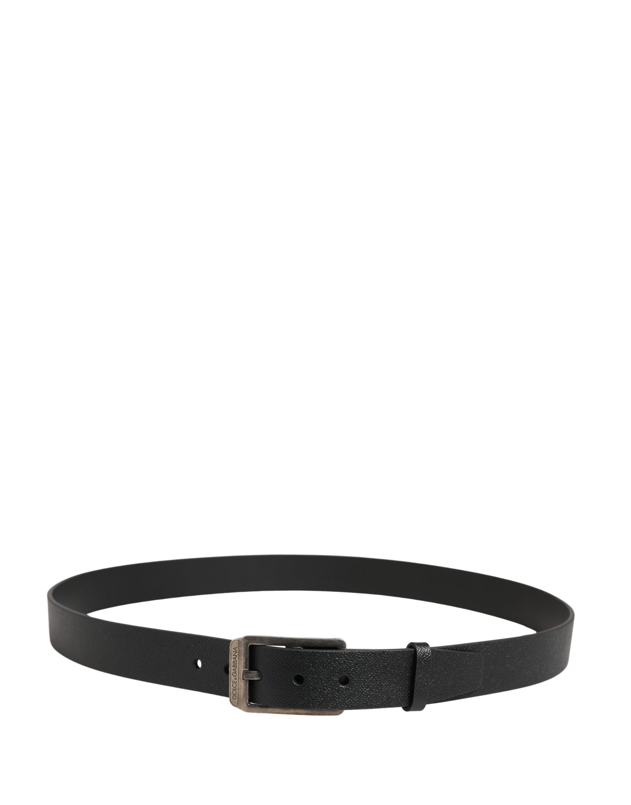 Dolce & Gabbana Black Calf Leather Silver Metal Buckle Belt Dolce & Gabbana