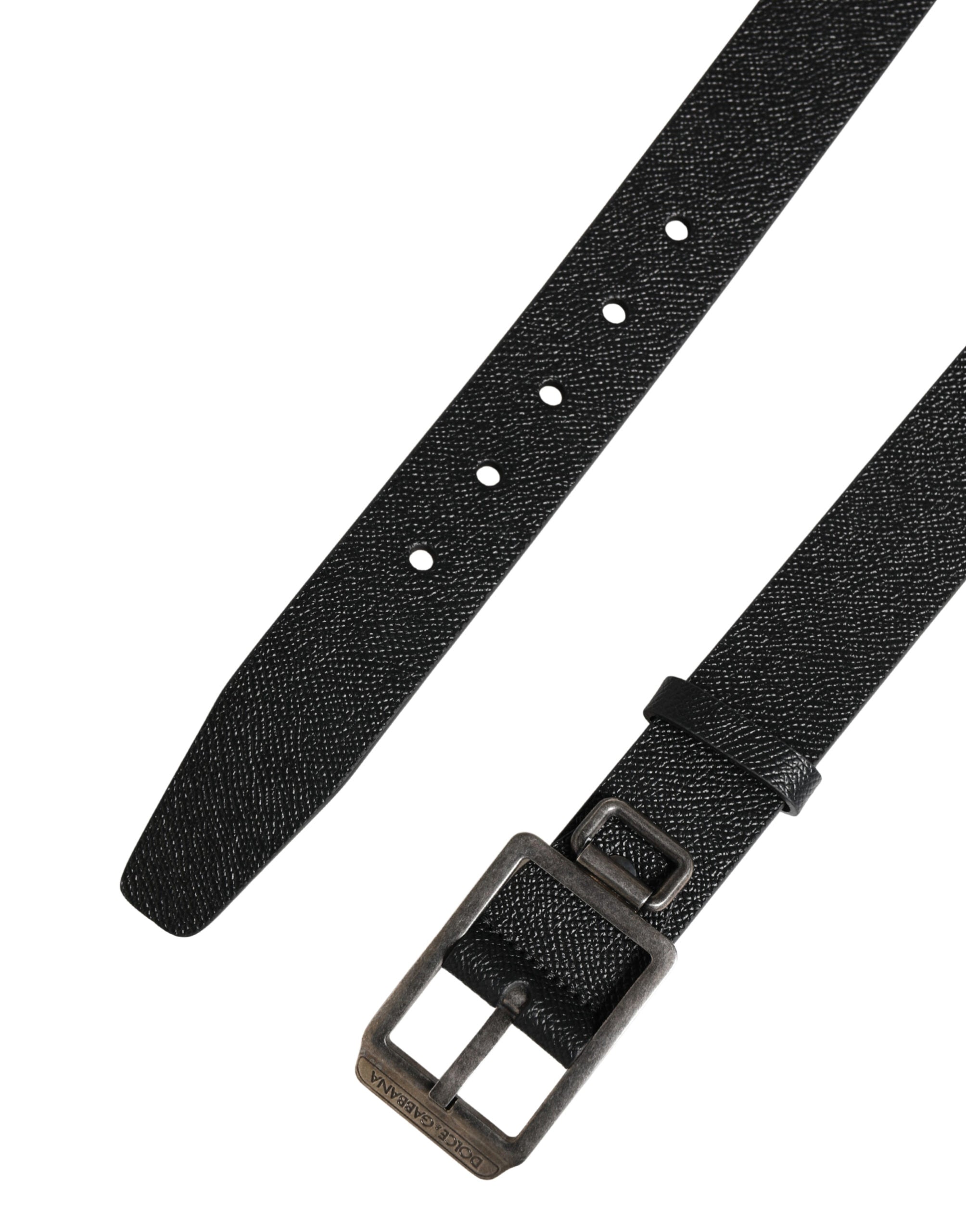 Dolce & Gabbana Black Calf Leather Silver Metal Buckle Belt Dolce & Gabbana