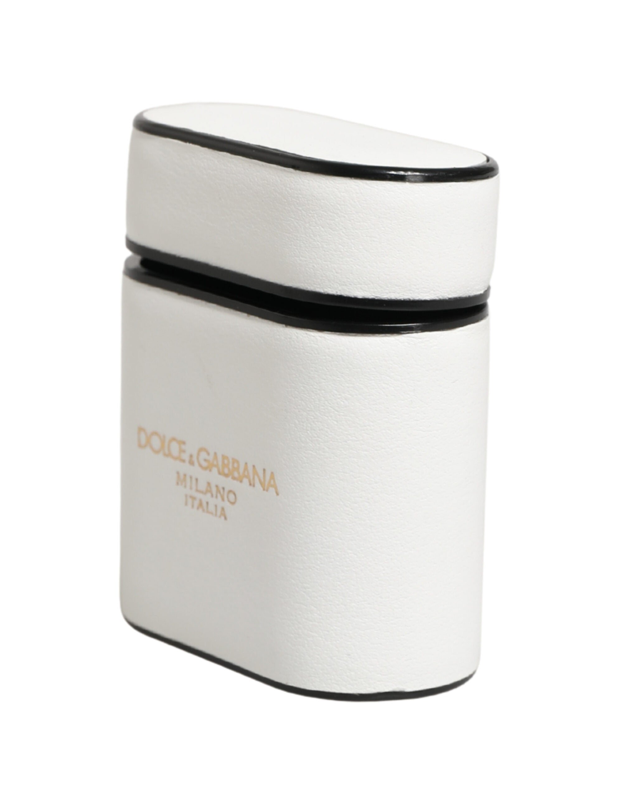 Dolce & Gabbana White Calf Leather Logo Print Flip Holder Airpods Case Dolce & Gabbana