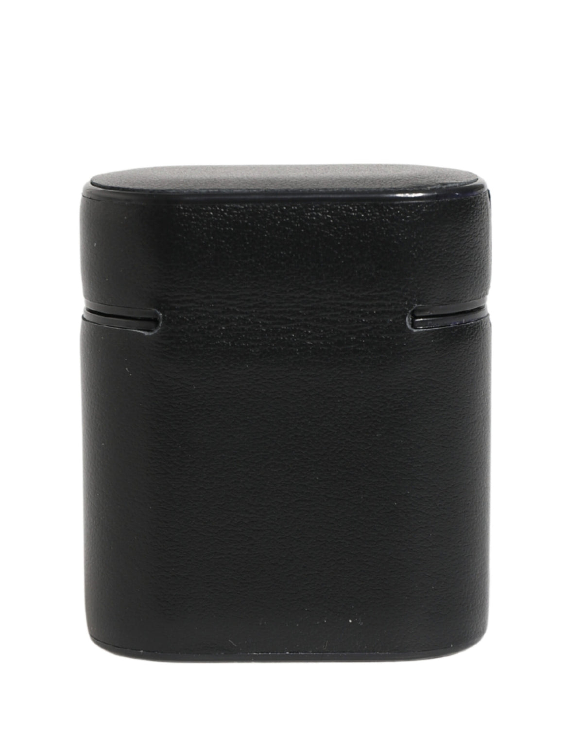 Dolce & Gabbana Black Calf Leather Logo Print Flip Holder Airpods Case