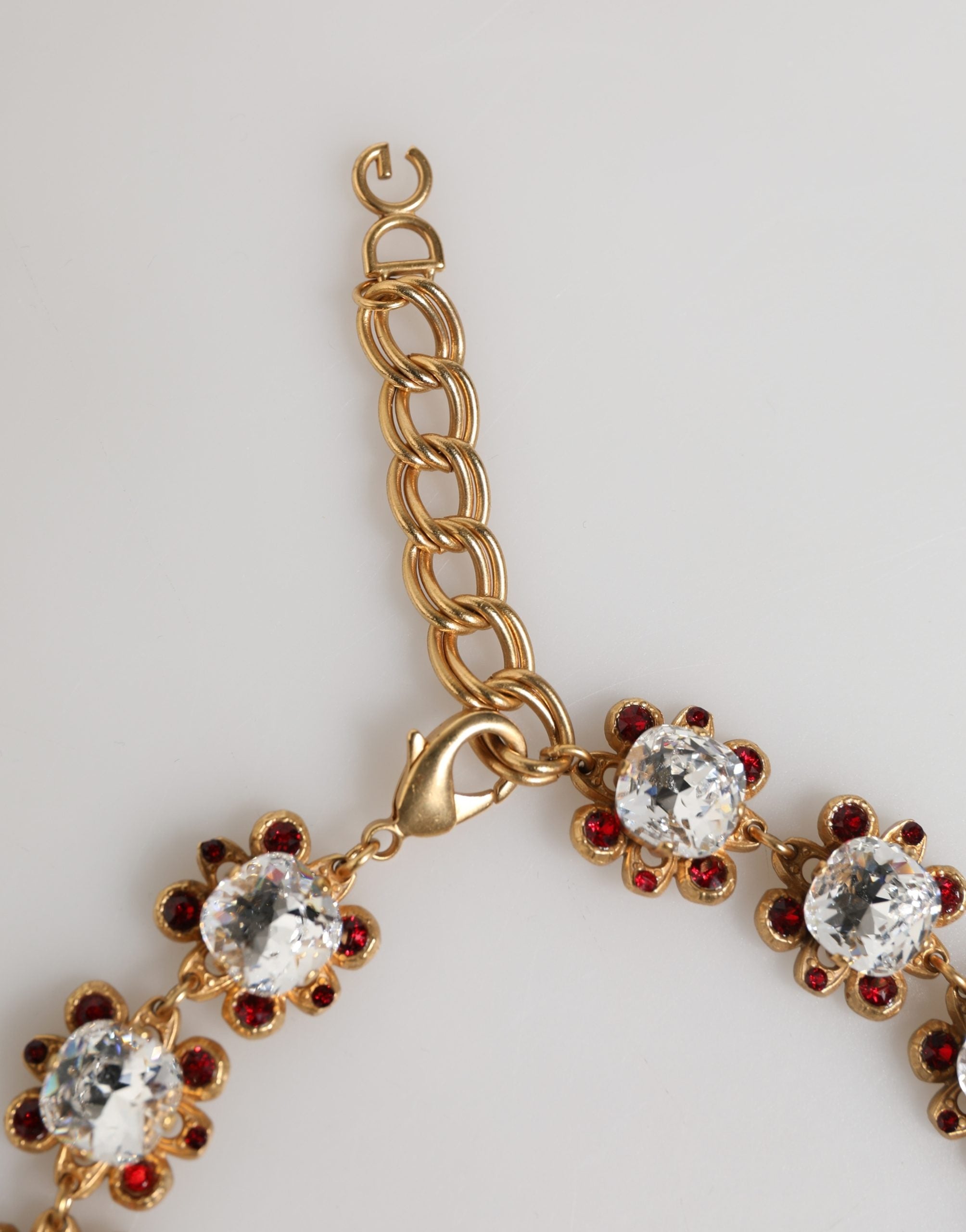 Dolce & Gabbana Gold Brass FRUIT Pendants Flowers Crystal Logo Necklace Dolce & Gabbana