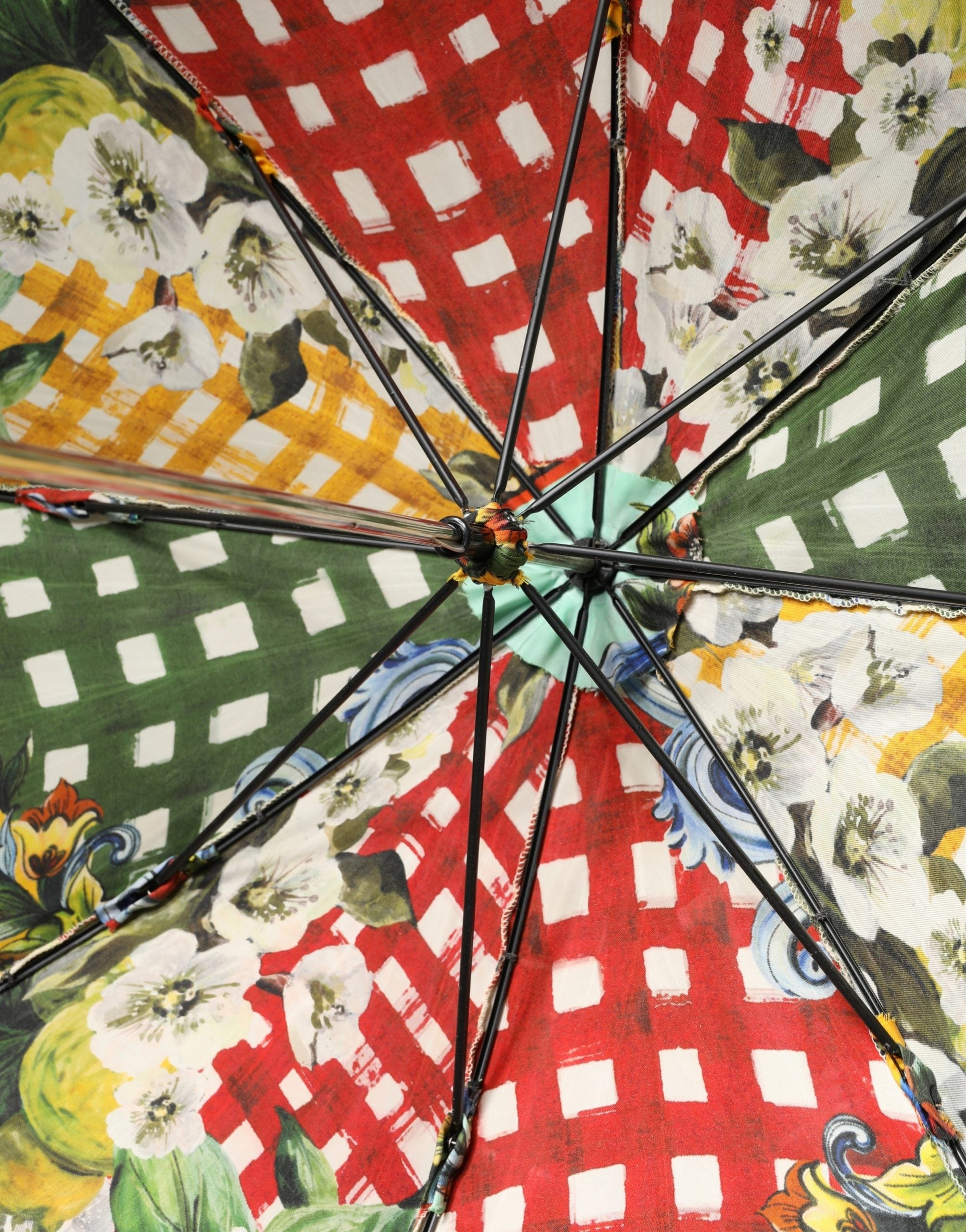 Dolce & Gabbana Multicolor Carretto Siciliano Print Collapsible Umbrella Dolce & Gabbana