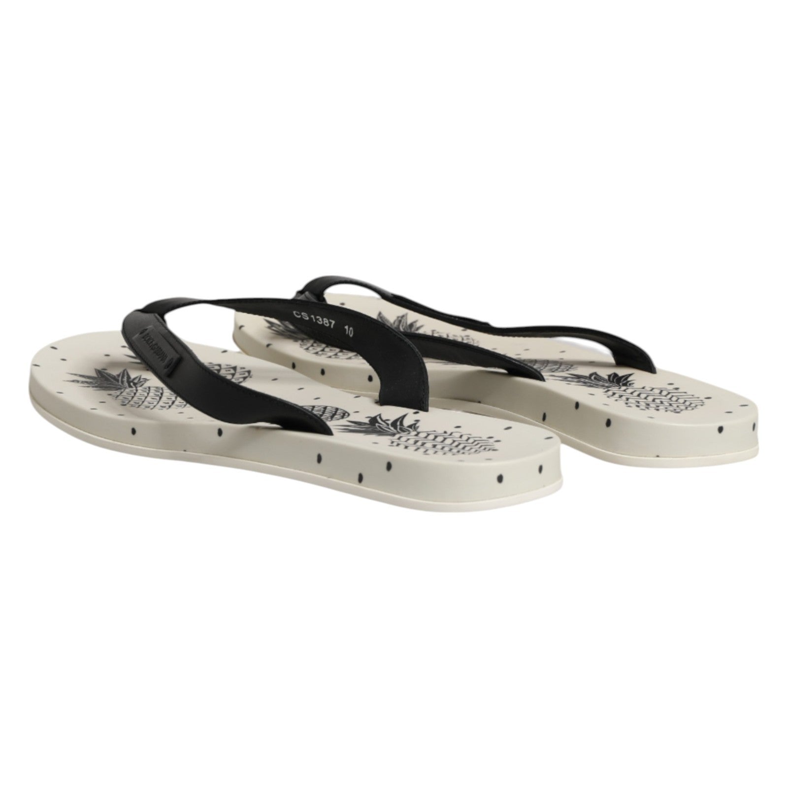 Dolce & Gabbana White Pineapple Print Slides Flip Flops Shoes Dolce & Gabbana