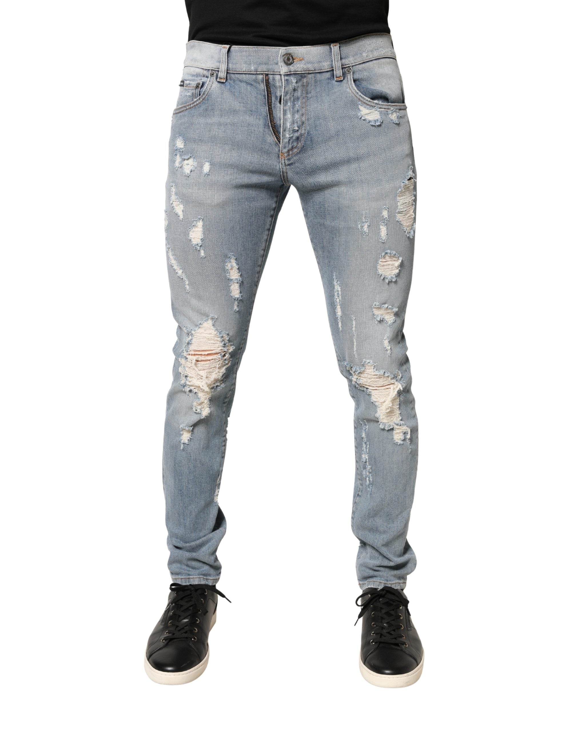 Dolce & Gabbana Light Blue Distressed Skinny Men Denim Jeans Dolce & Gabbana
