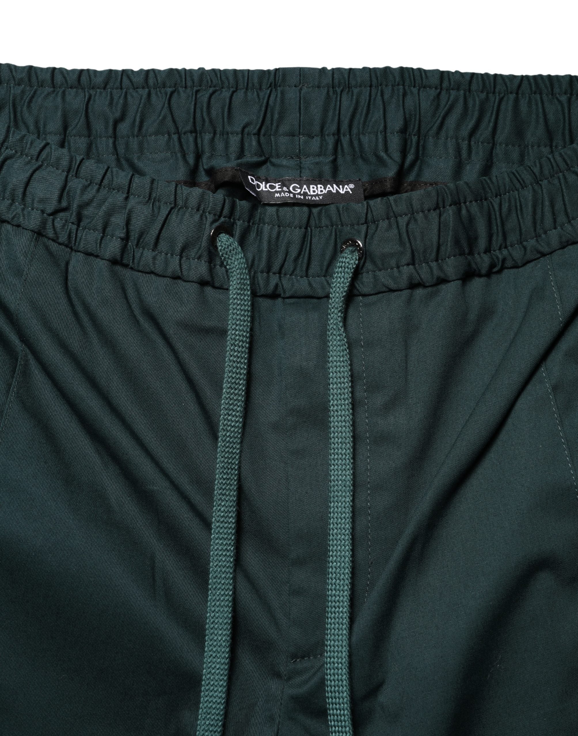 Dolce & Gabbana Green Cotton Skinny Men Jogger Trouser Pants Dolce & Gabbana