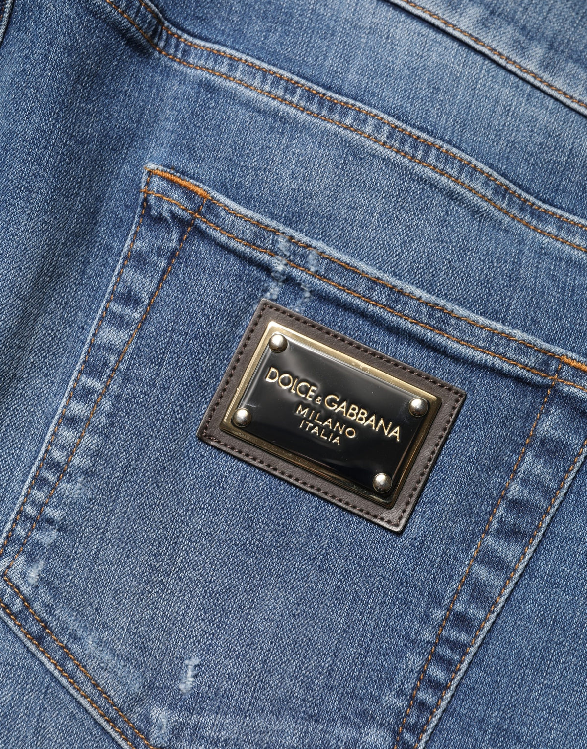 Dolce & Gabbana Blue Tattered Skinny Cotton Denim Jeans