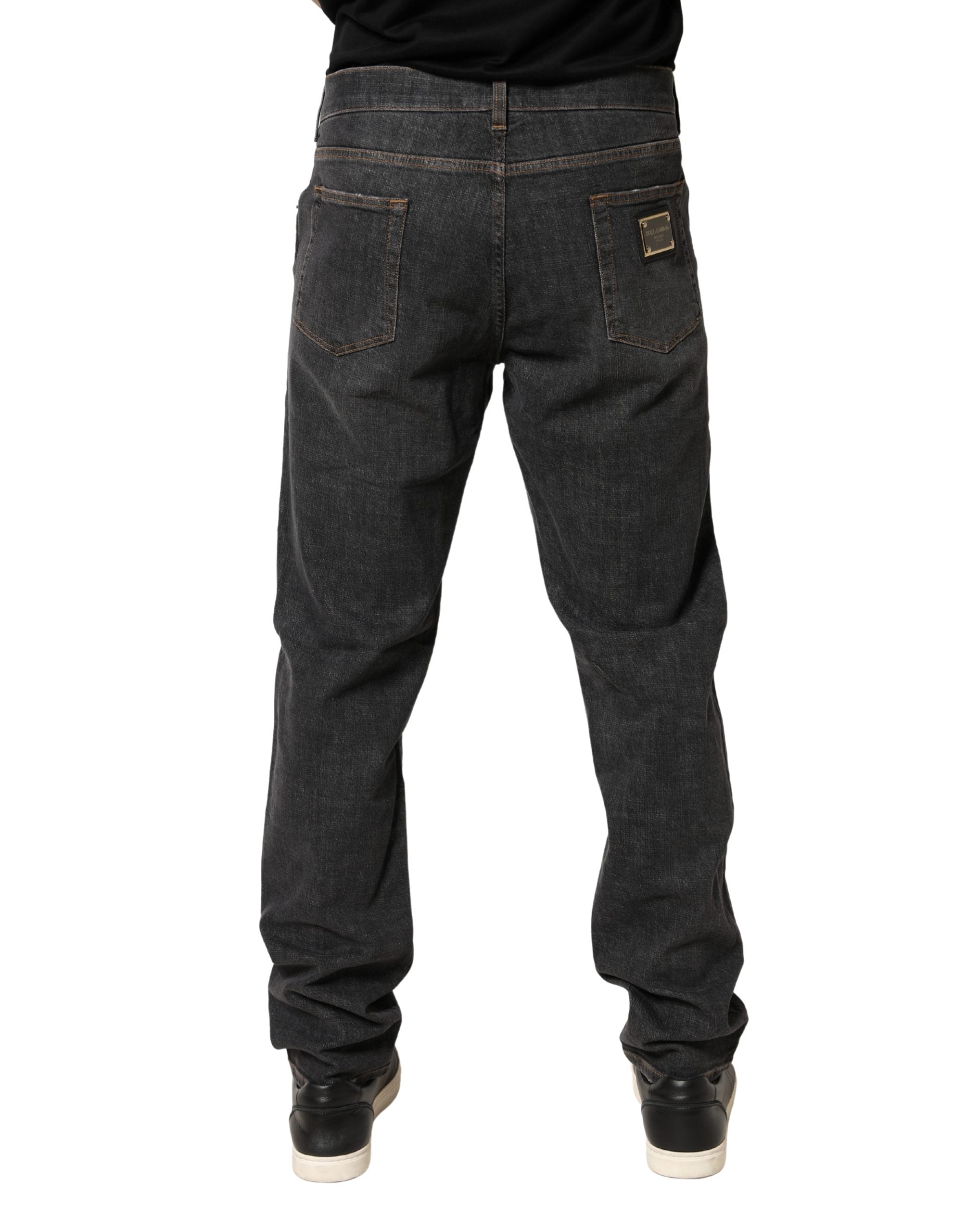 Dolce & Gabbana Dark Gray Slim Fit Cotton Men Denim Jeans Dolce & Gabbana