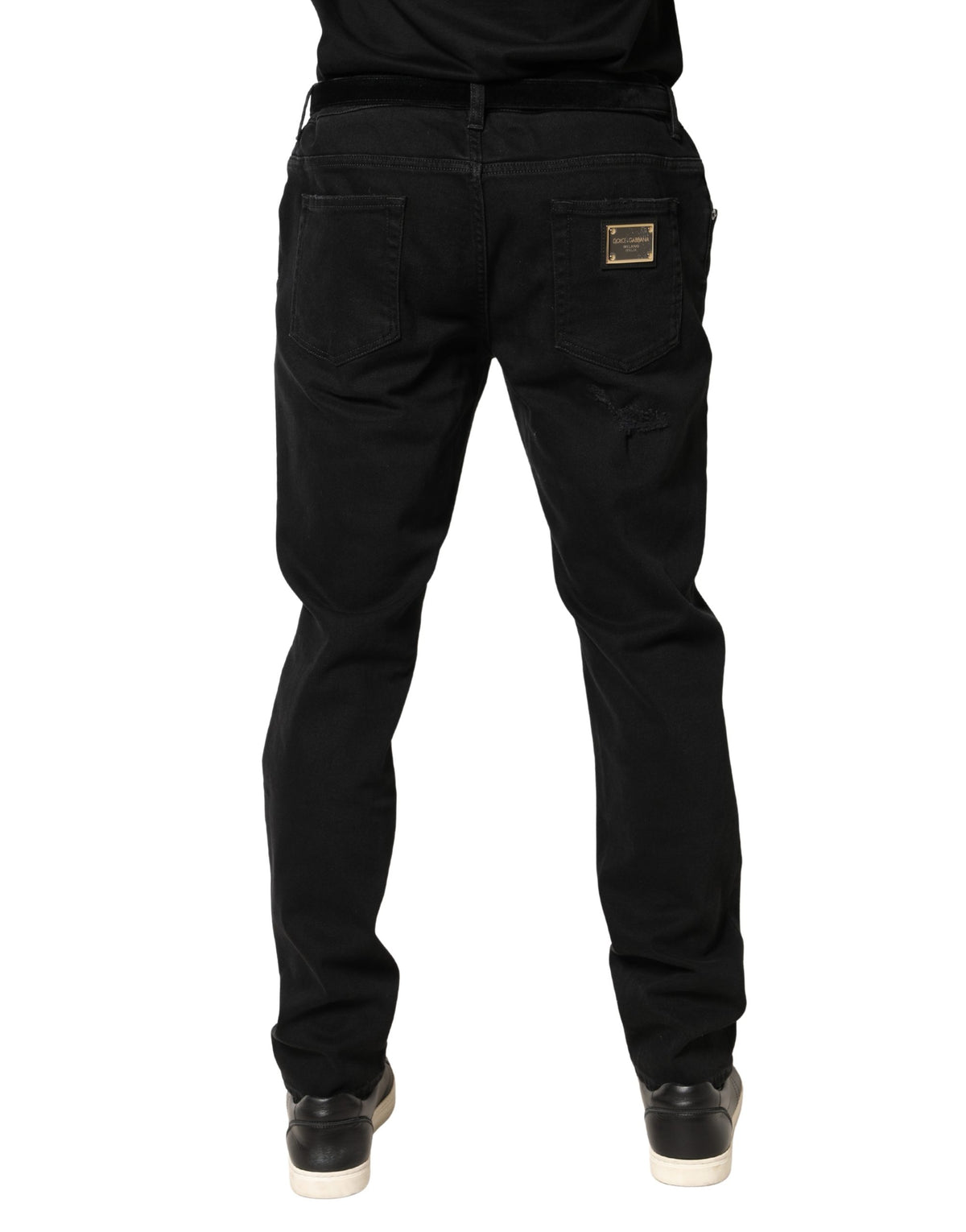 Dolce & Gabbana Black Tattered Skinny Cotton Denim Jeans