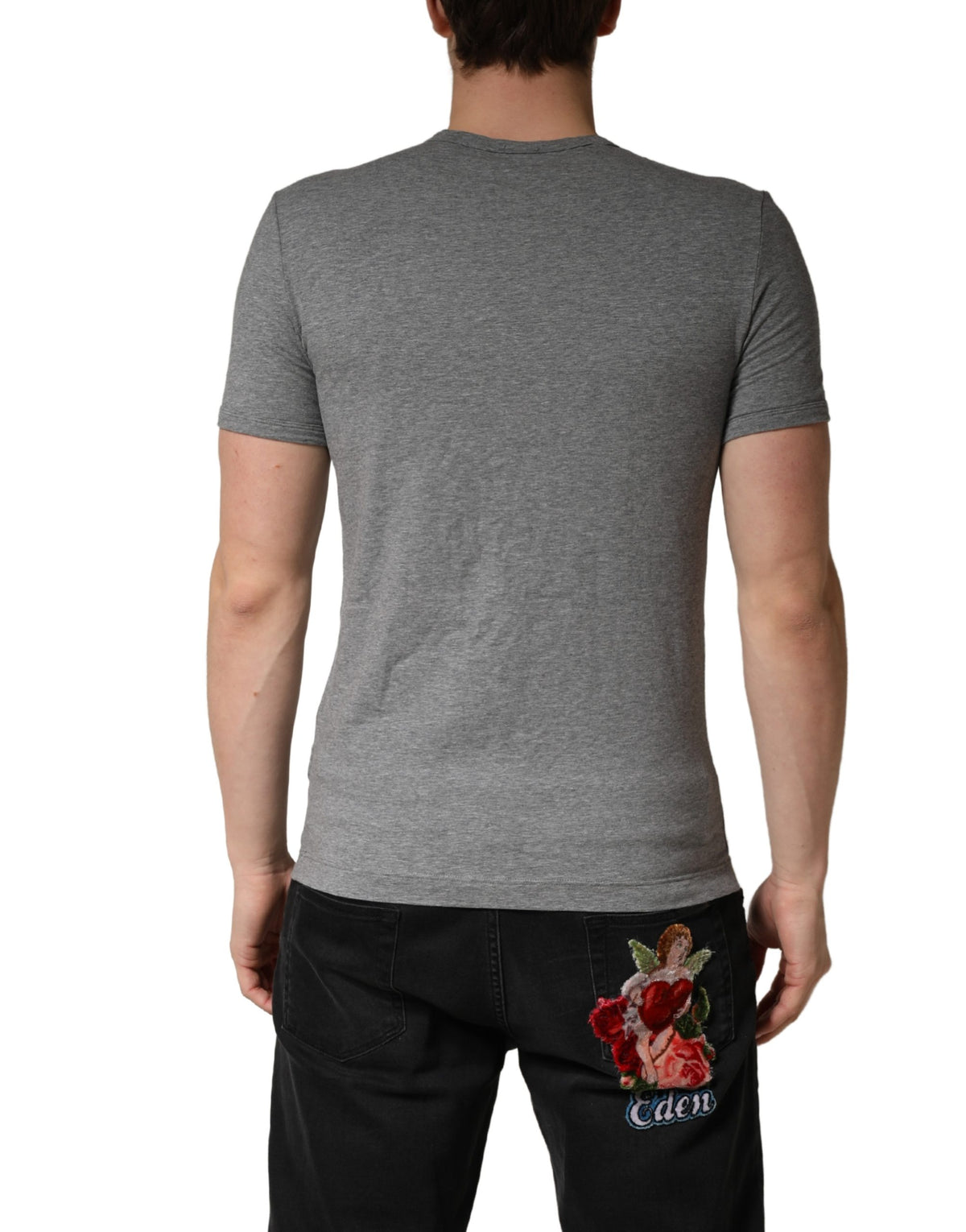 Dolce & Gabbana Gray DG Logo Crew Neck Men Underwear T-shirt