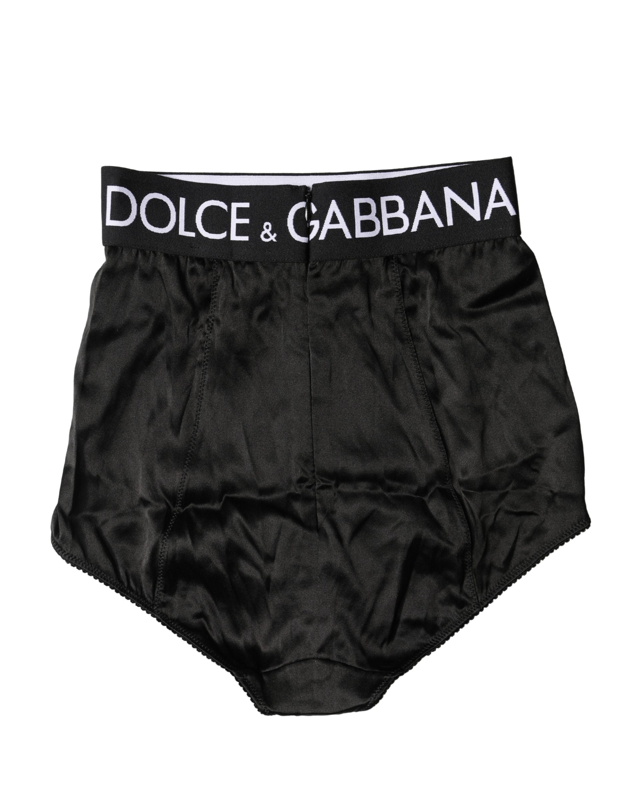 Dolce & Gabbana Black Logo Girdle High Waist Panty Underwear Dolce & Gabbana
