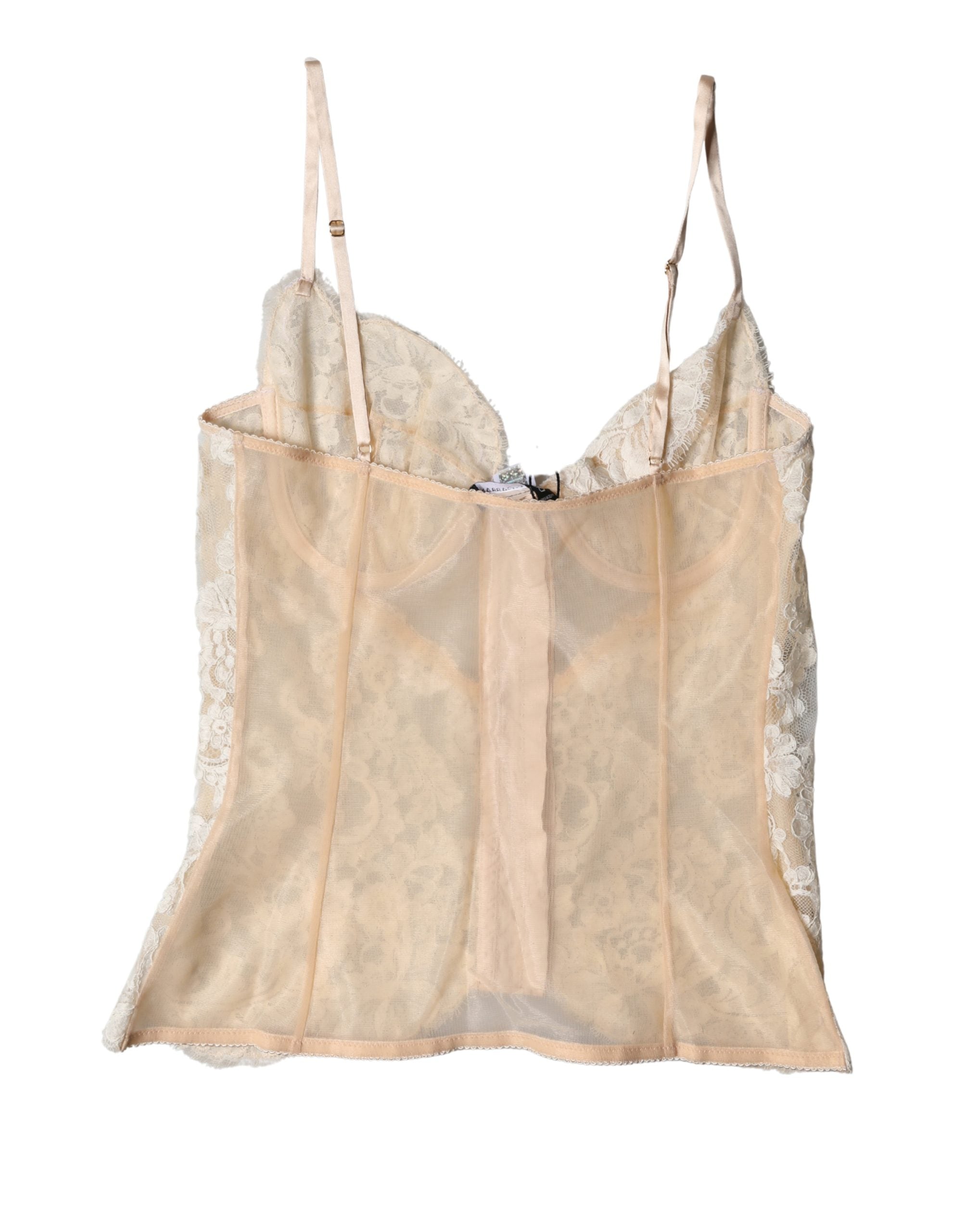 Dolce & Gabbana Beige Floral Lace Corset Lingerie Underwear Dolce & Gabbana