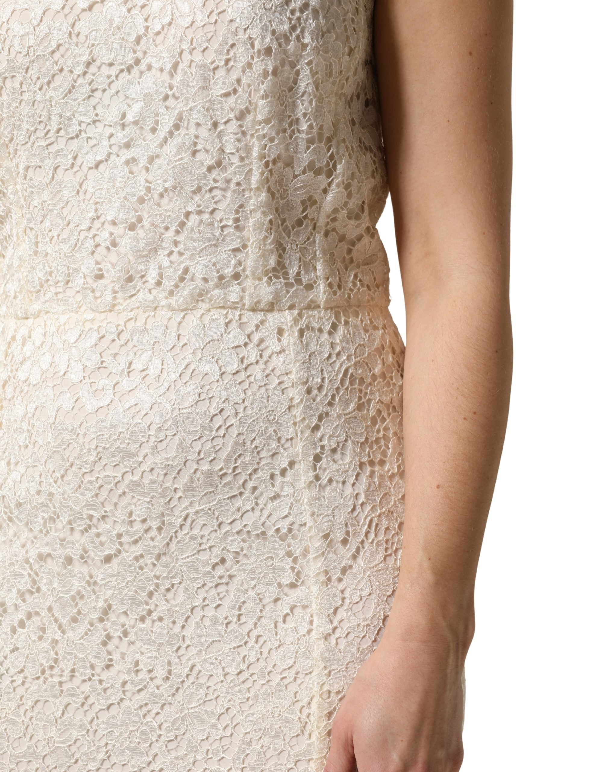 Dolce & Gabbana White Lace Viscose Sheath Long Gown Dress Dolce & Gabbana