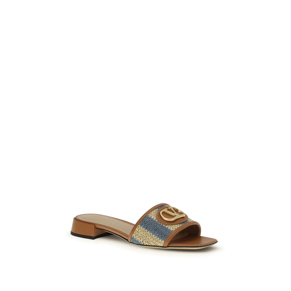 Valentino Garavani Multicolor Viscose Flat Sandals Valentino Garavani