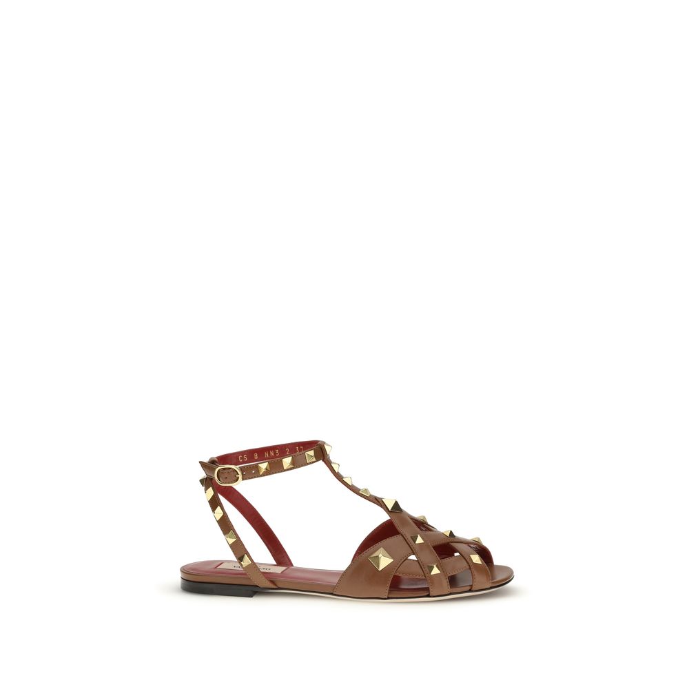 Valentino Garavani Brown Goatskin Strap-On Sandals Valentino Garavani