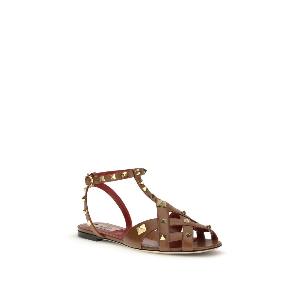 Valentino Garavani Brown Goatskin Strap-On Sandals Valentino Garavani