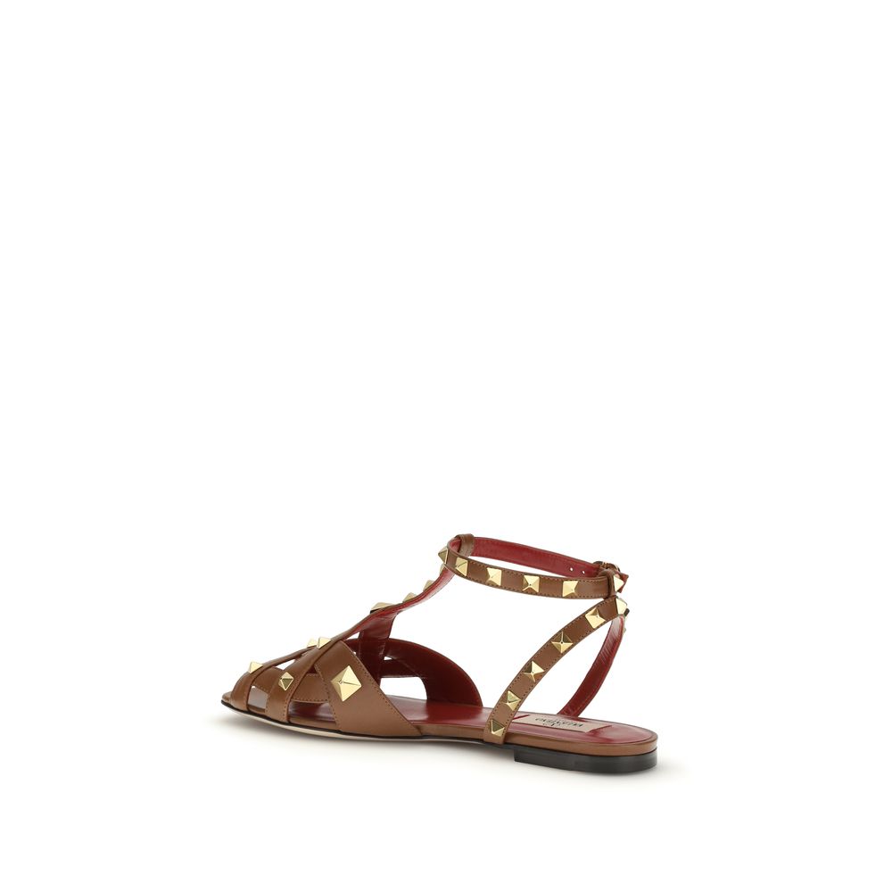 Valentino Garavani Brown Goatskin Strap-On Sandals Valentino Garavani