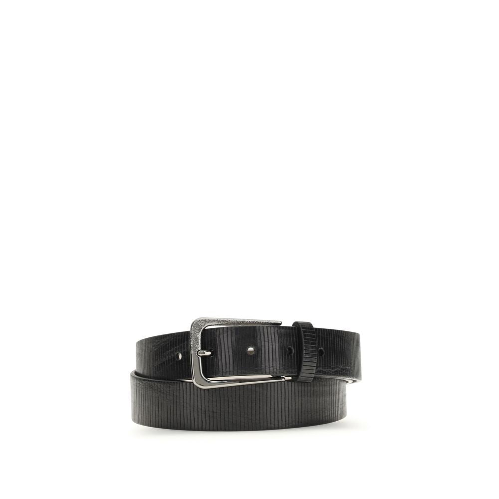 Brunello Cucinelli Black Calf Leather Bos Taurus Regular Belt Brunello Cucinelli
