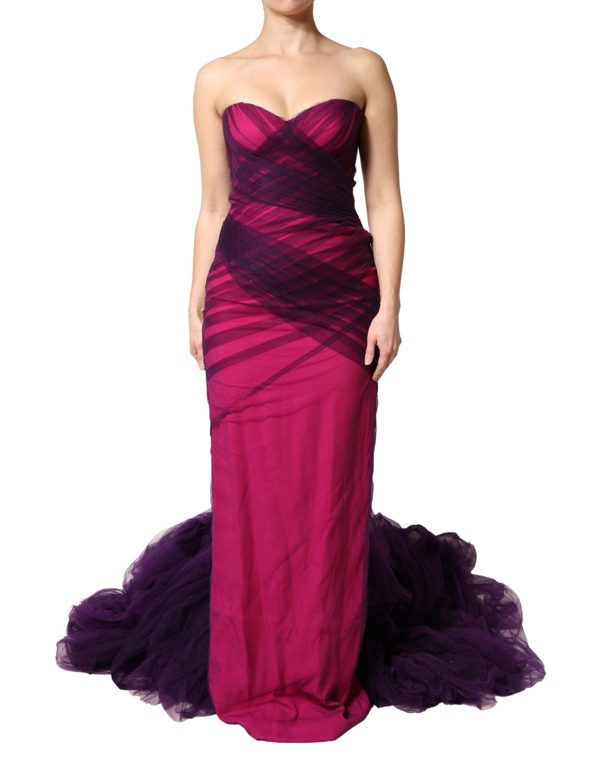 Dolce & Gabbana Pink Black Strapless Sheath Mermaid Dress Dolce & Gabbana