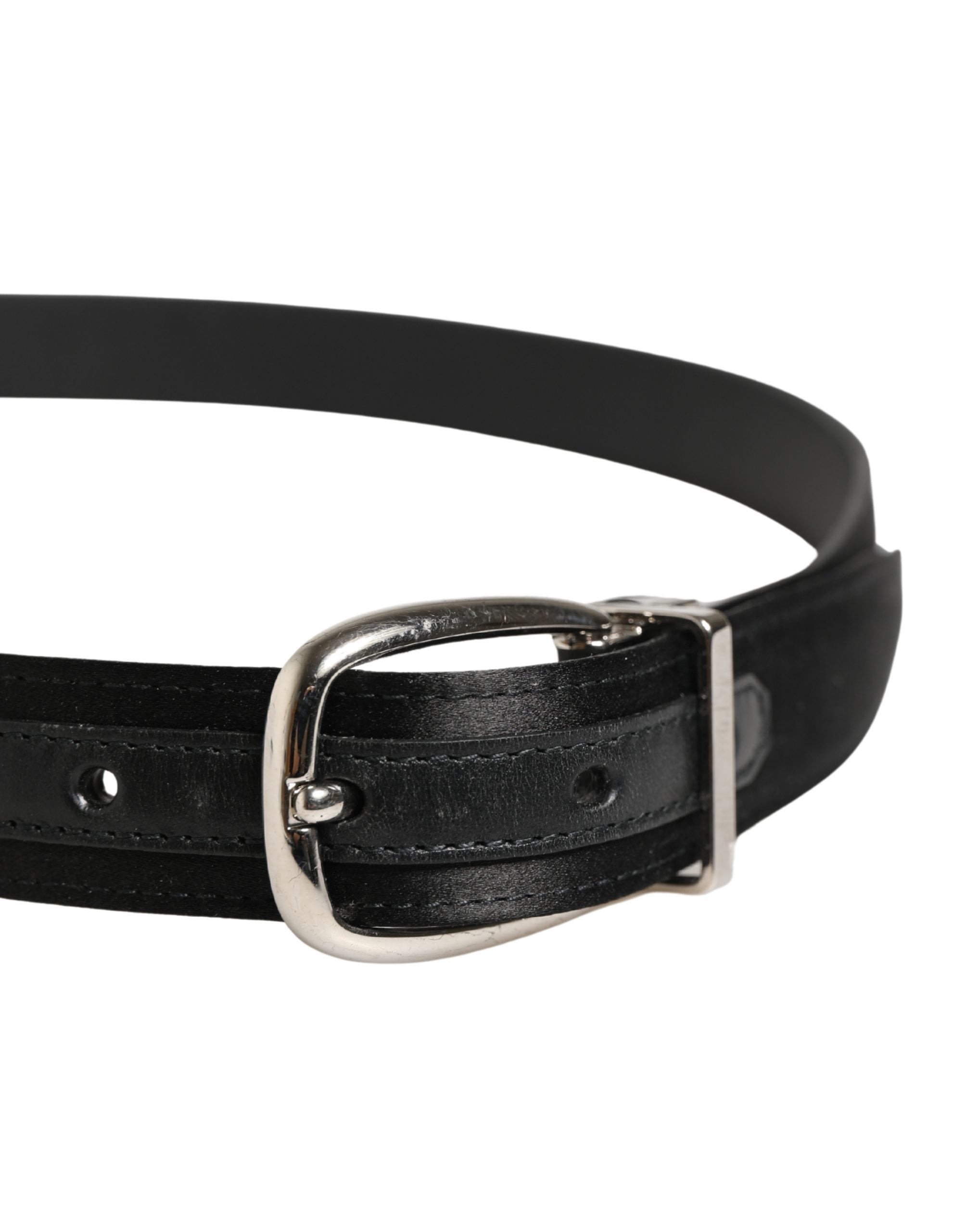 Dolce & Gabbana Men Black Classic Leather Metal Buckle Belt Dolce & Gabbana