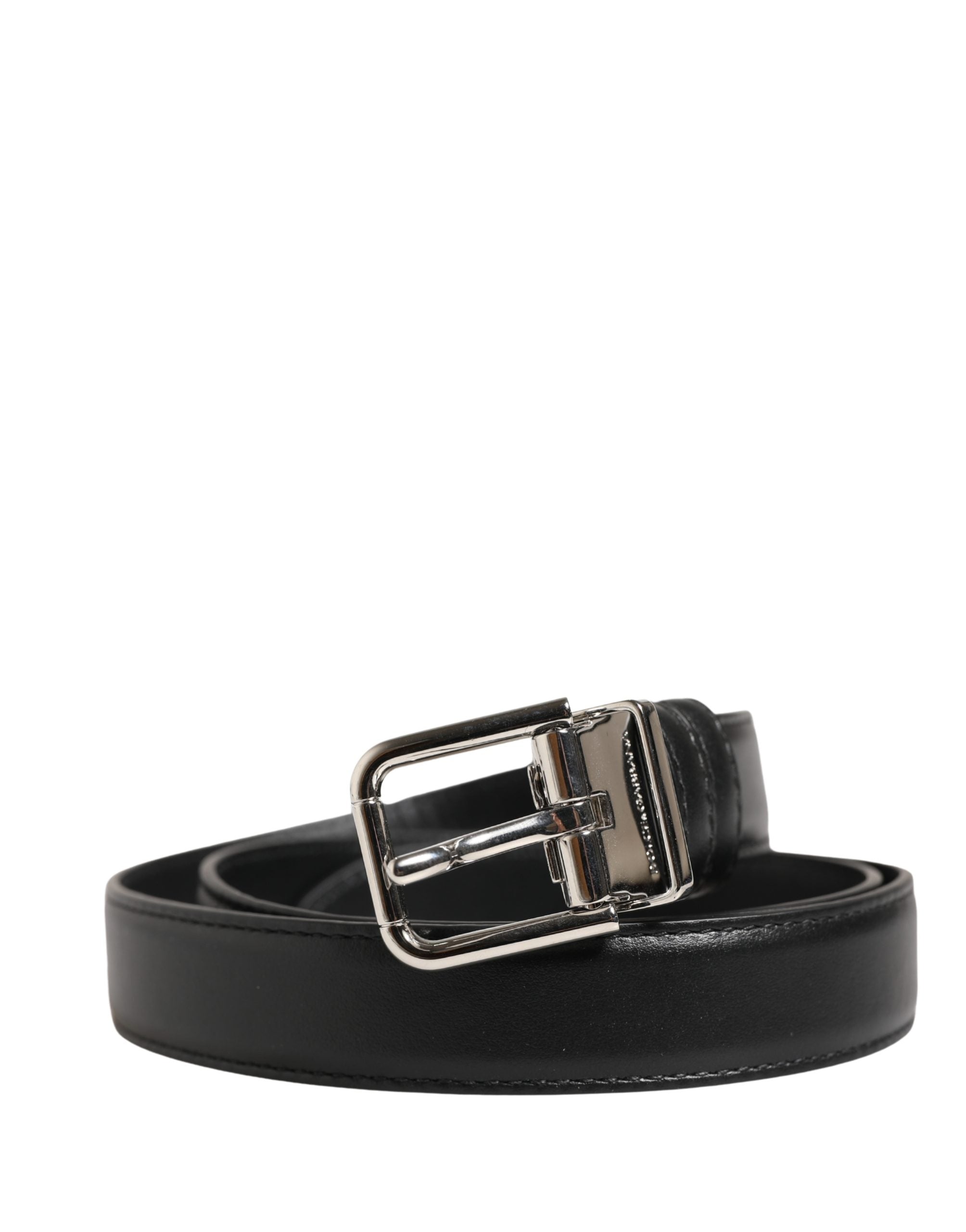 Dolce & Gabbana Men Black Classic Leather Metal Buckle Belt Dolce & Gabbana