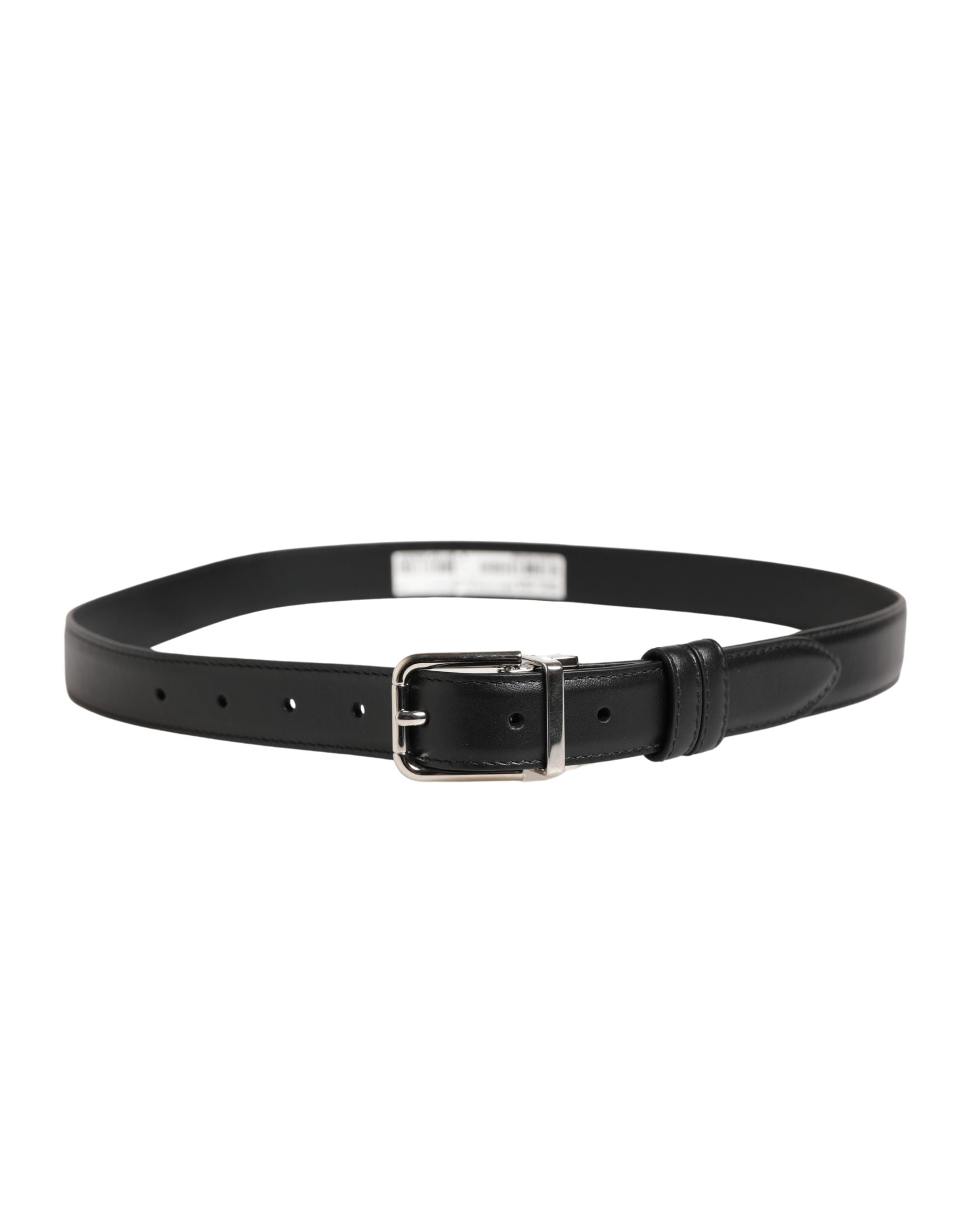 Dolce & Gabbana Men Black Classic Leather Metal Buckle Belt Dolce & Gabbana