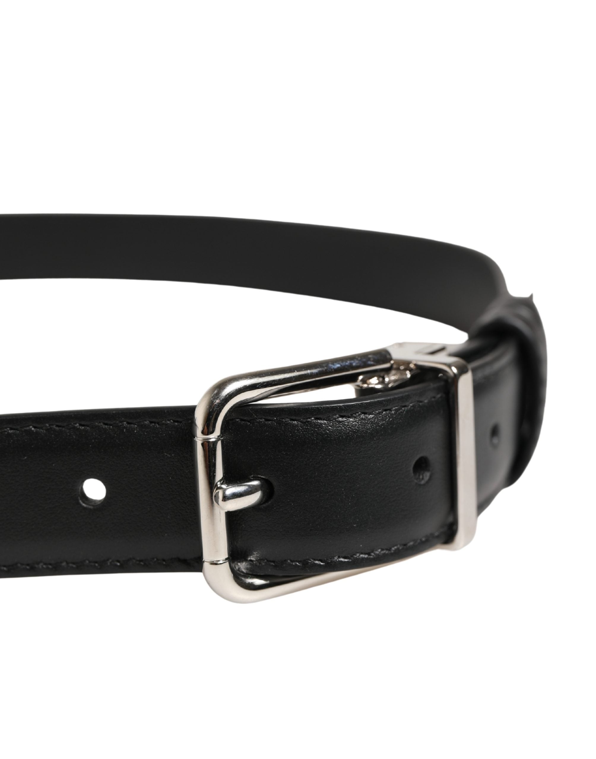 Dolce & Gabbana Men Black Classic Leather Metal Buckle Belt Dolce & Gabbana