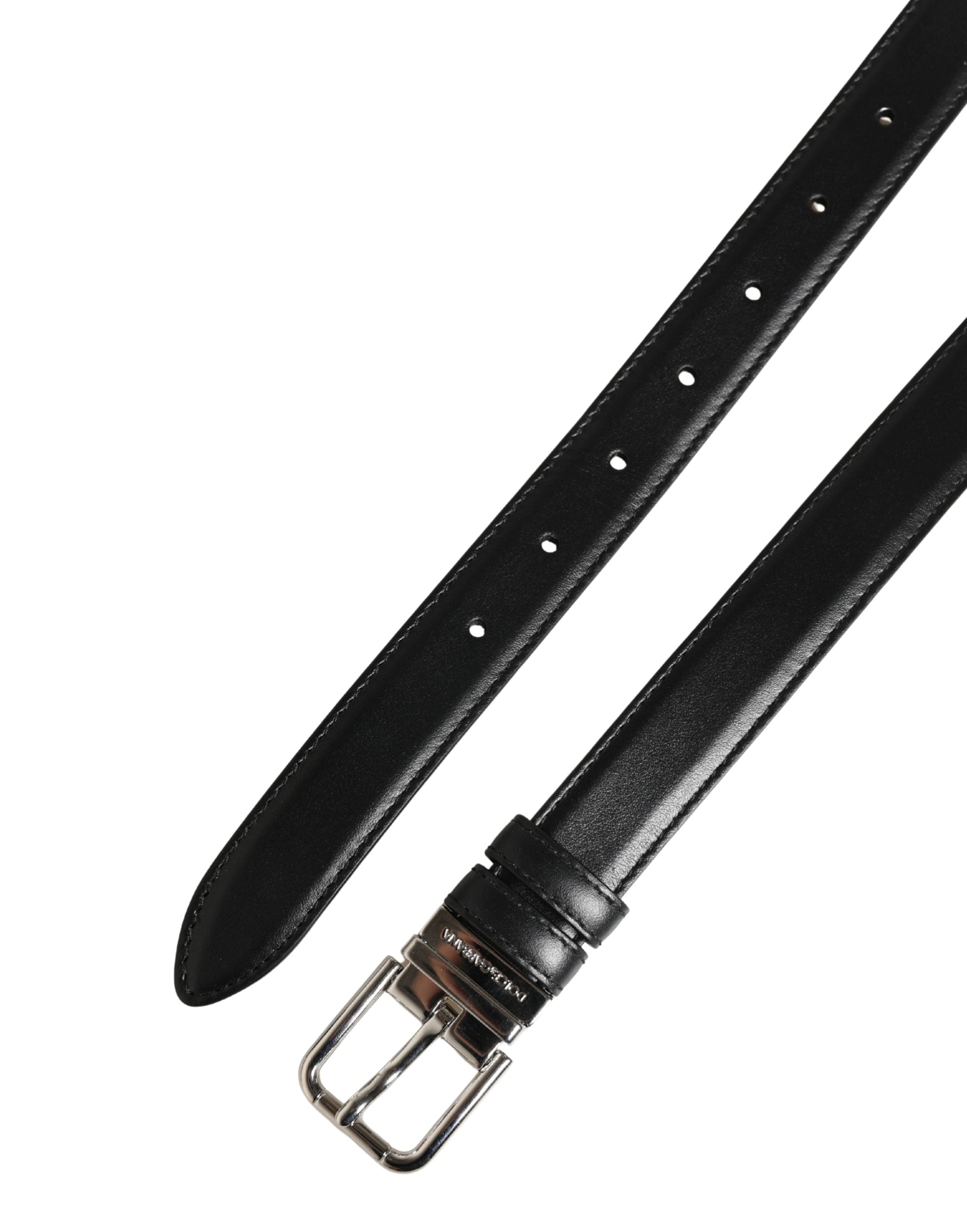 Dolce & Gabbana Men Black Classic Leather Metal Buckle Belt Dolce & Gabbana
