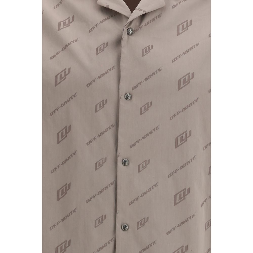 Off-White Beige Viscose Shortsleeve Shirt Off-White