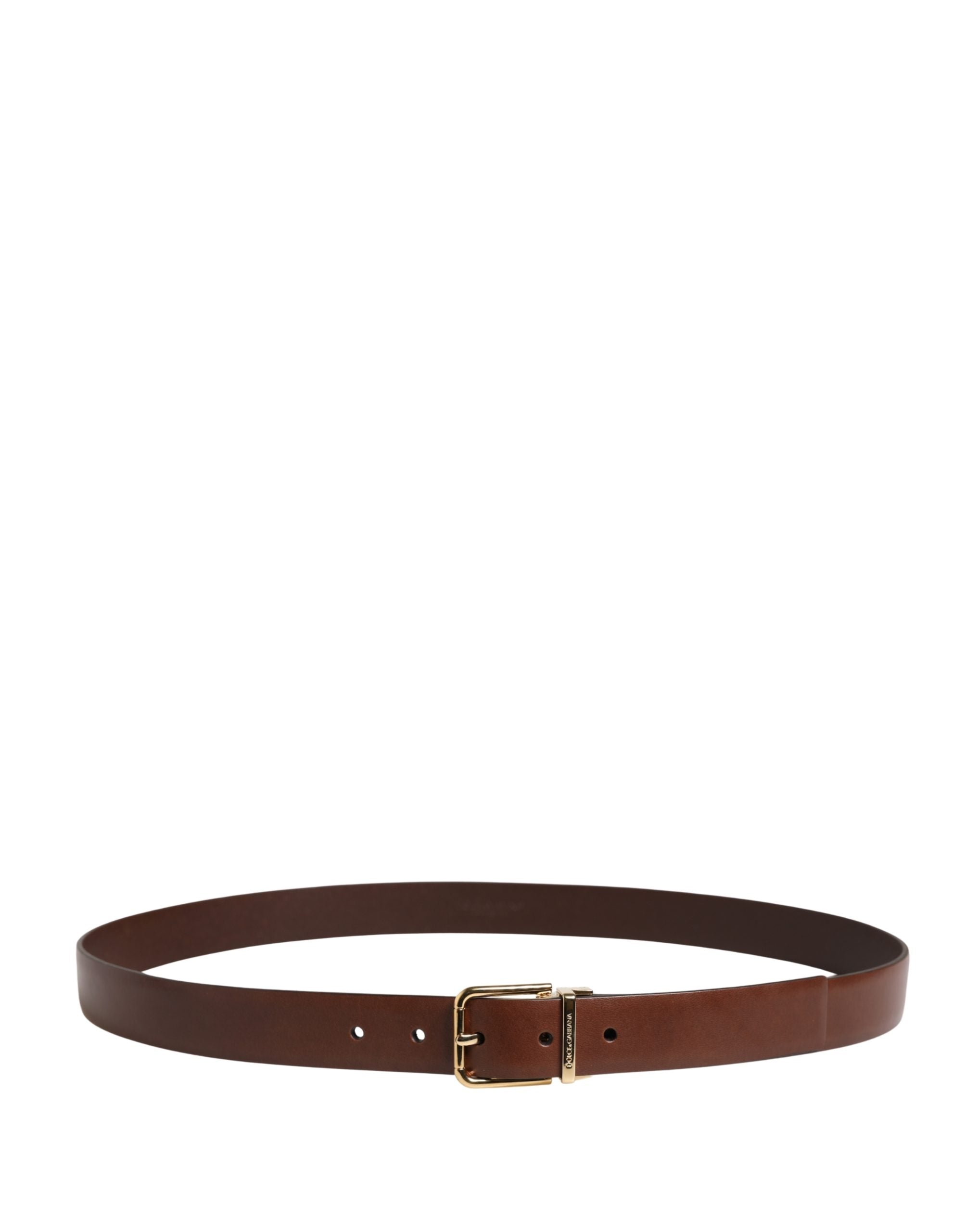 Dolce & Gabbana Men Brown Classic Leather Metal Buckle Belt Dolce & Gabbana