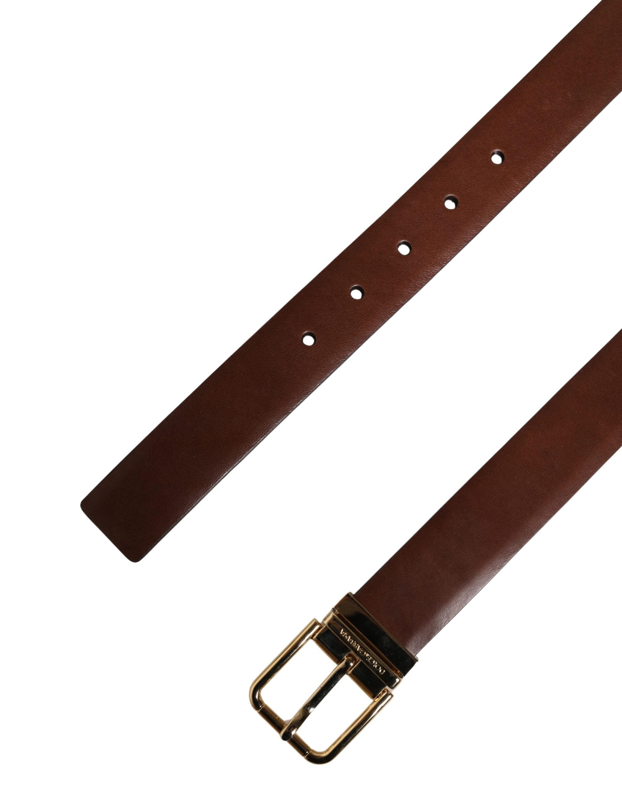 Dolce & Gabbana Men Brown Classic Leather Metal Buckle Belt Dolce & Gabbana