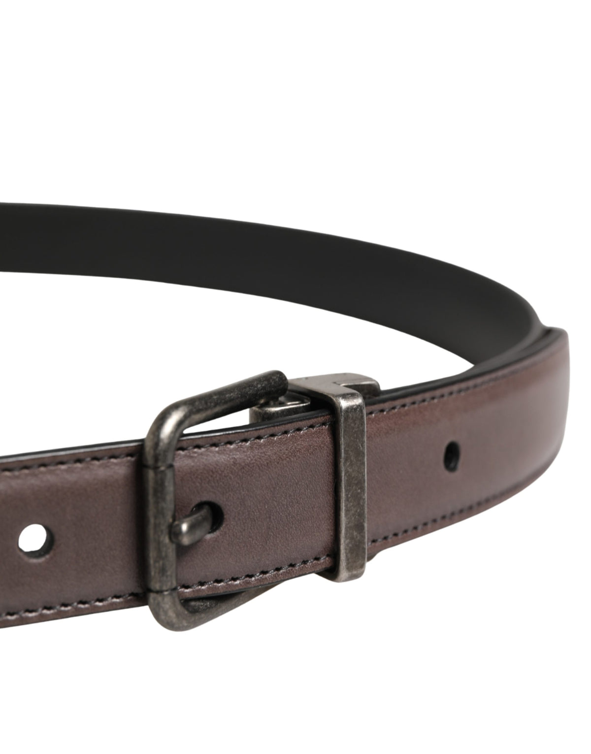 Dolce & Gabbana Men Brown Classic Leather Metal Buckle Belt