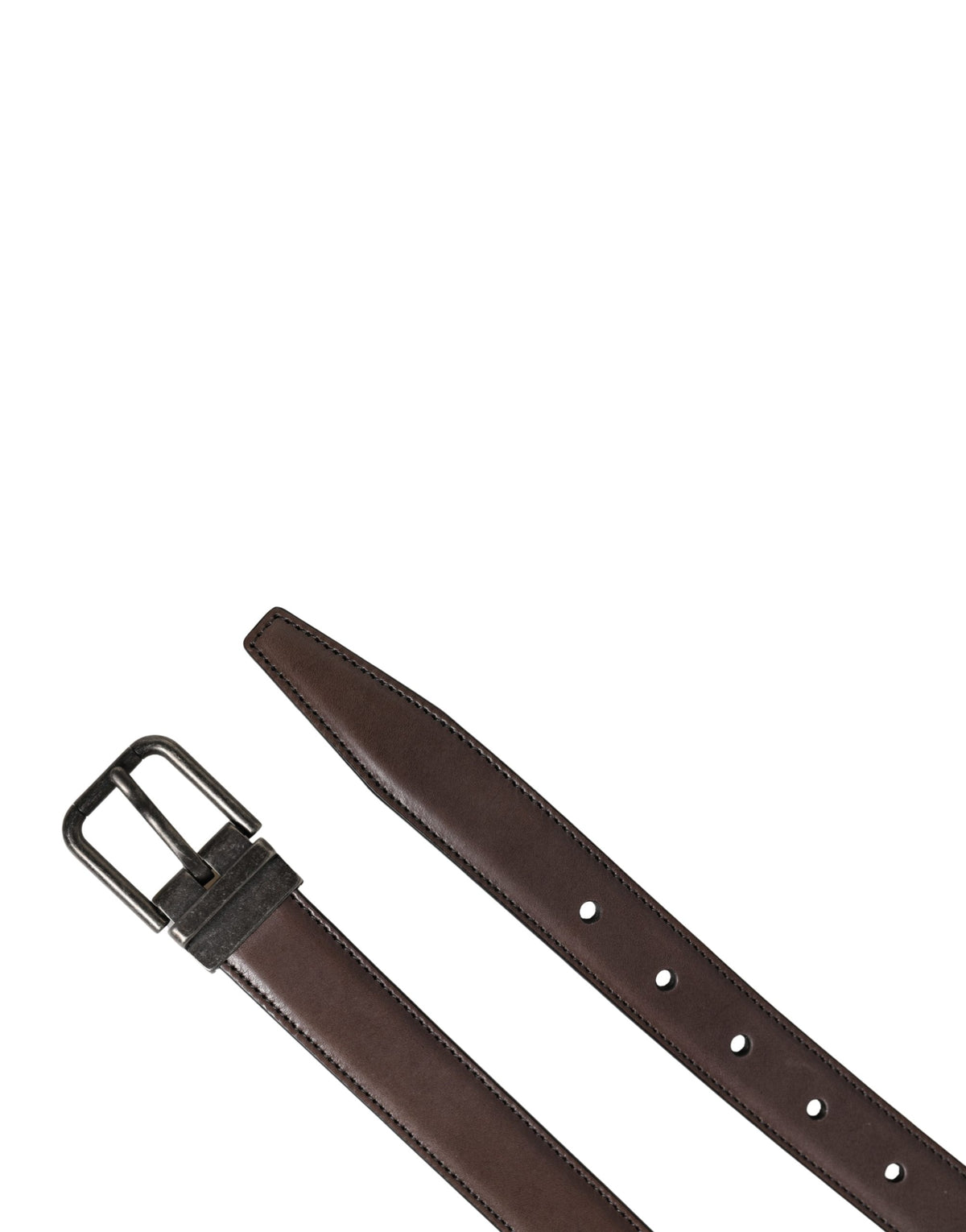Dolce & Gabbana Men Brown Classic Leather Metal Buckle Belt