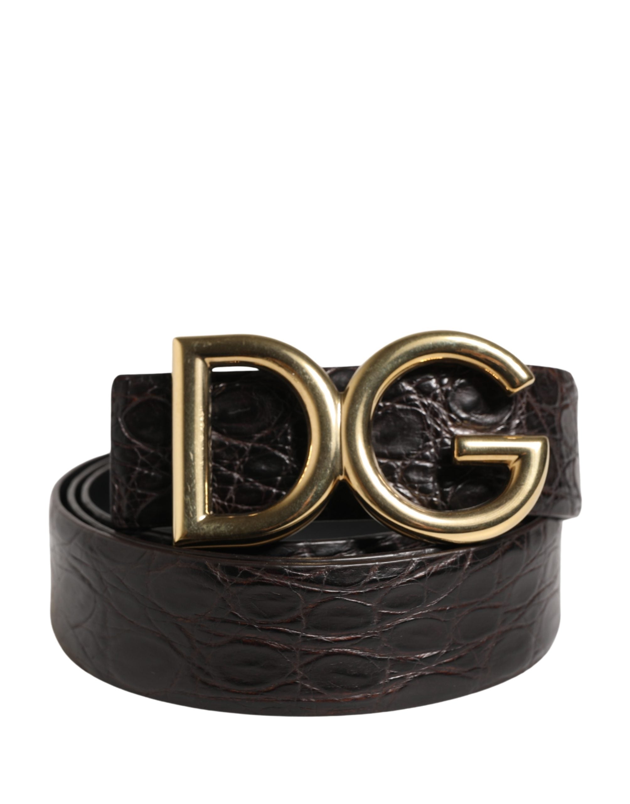 Dolce & Gabbana Men Black Exotic Leather Logo Buckle Belt Dolce & Gabbana