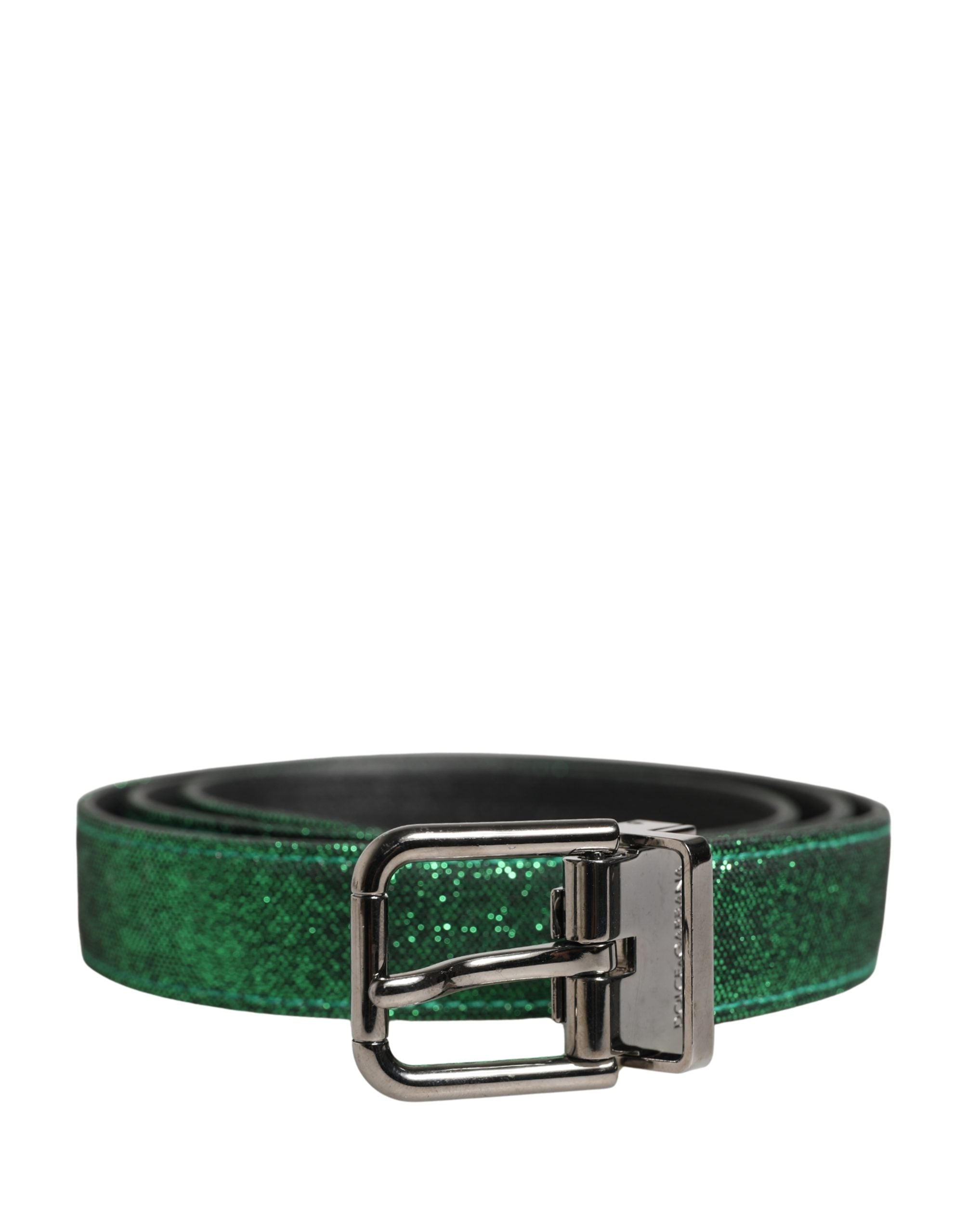 Dolce & Gabbana Men Green Lurex Polyester Metal Buckle Belt Dolce & Gabbana