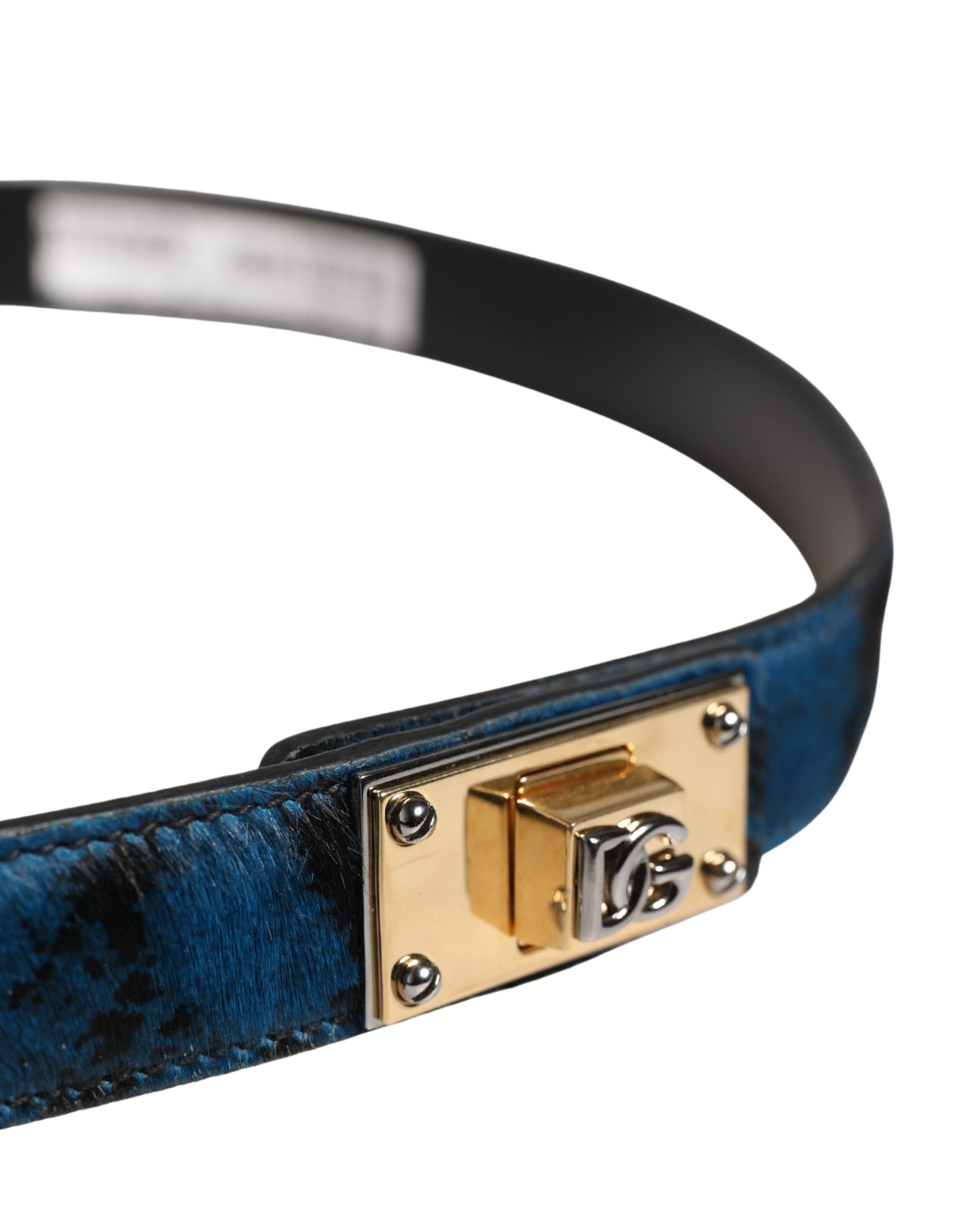 Dolce & Gabbana Men Blue Calf Leather Logo Metal Buckle Belt Dolce & Gabbana