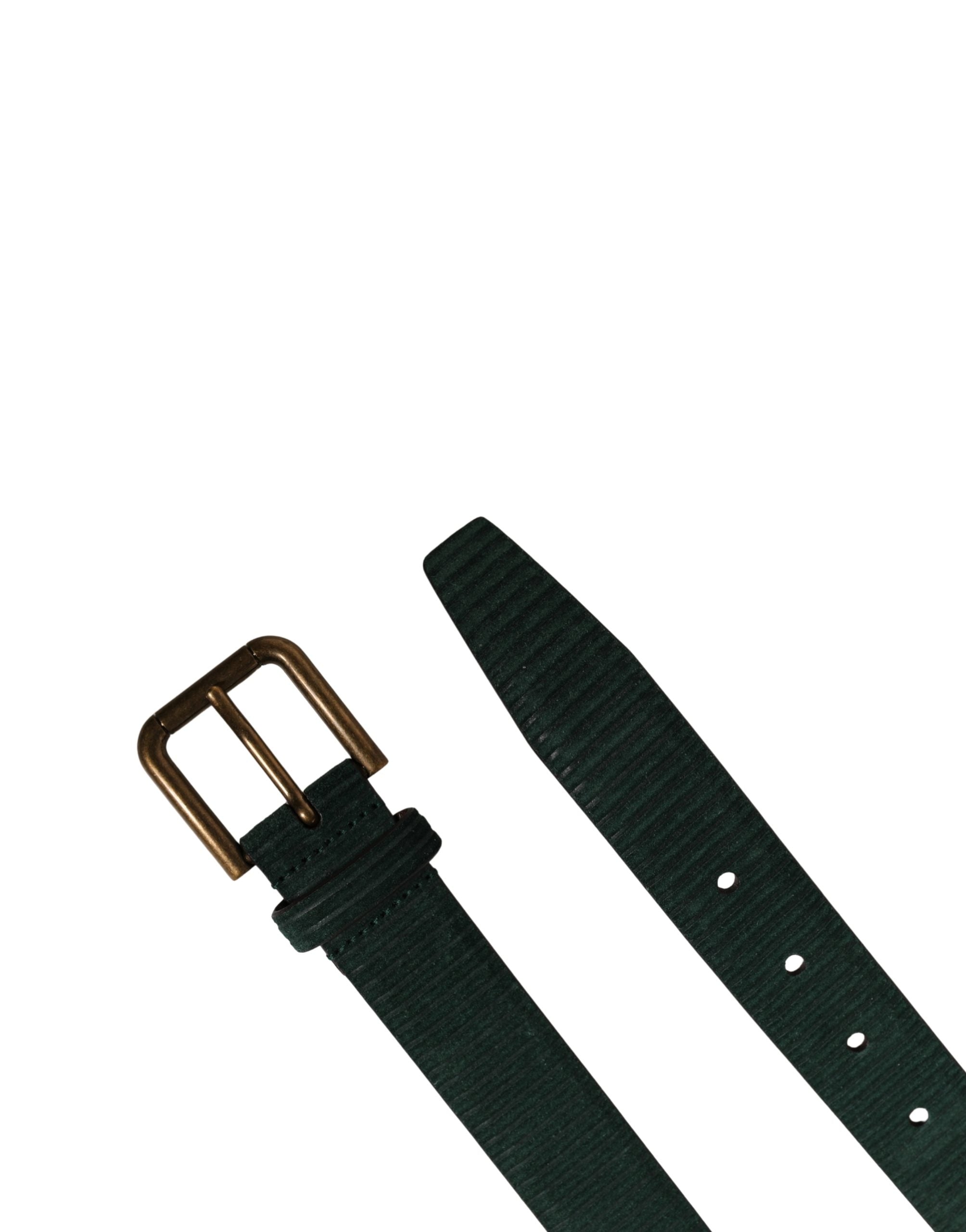 Dolce & Gabbana Men Green Velvet Leather Metal Buckle Belt Dolce & Gabbana