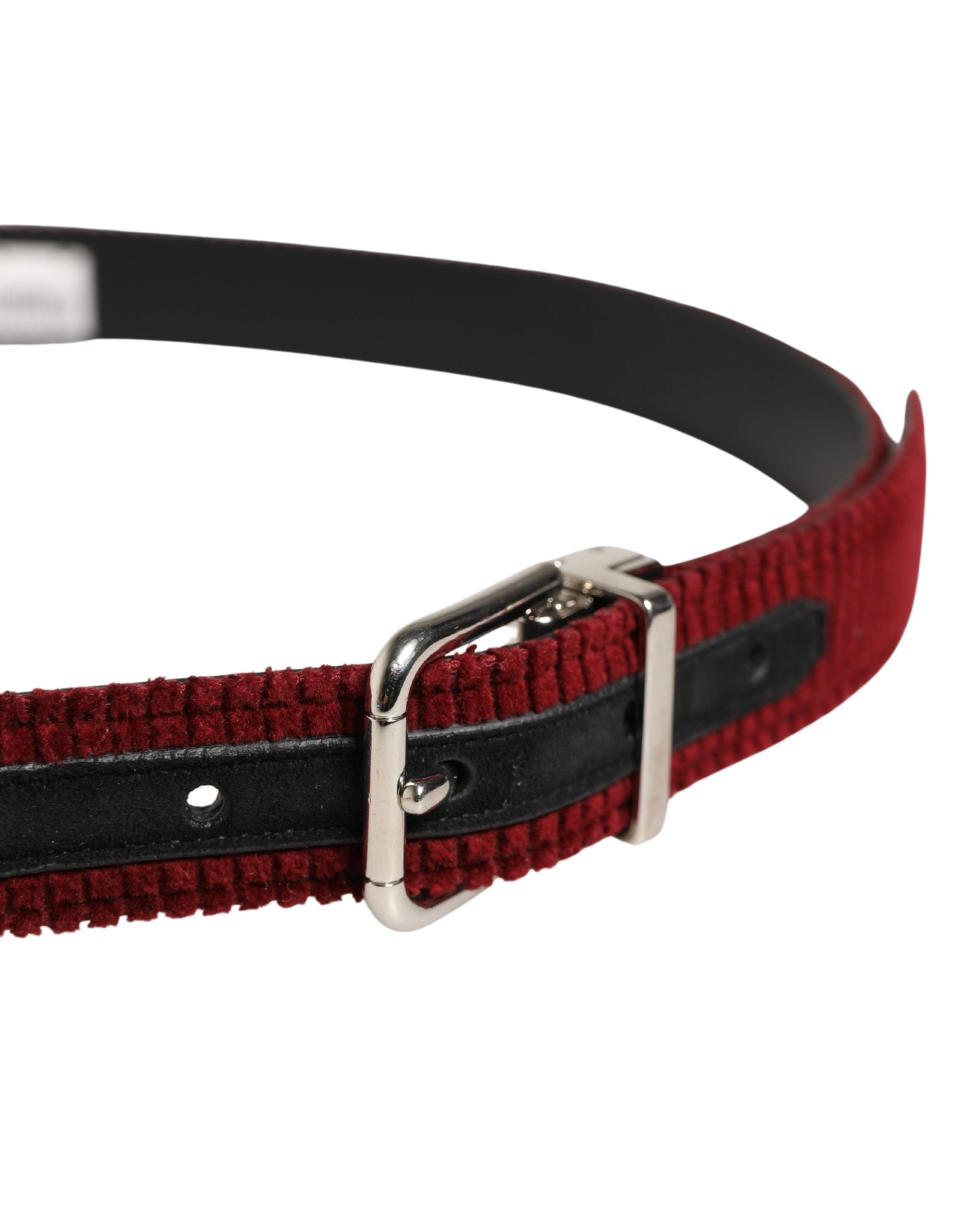 Dolce & Gabbana Men Red Velvet Leather Metal Buckle Belt Dolce & Gabbana