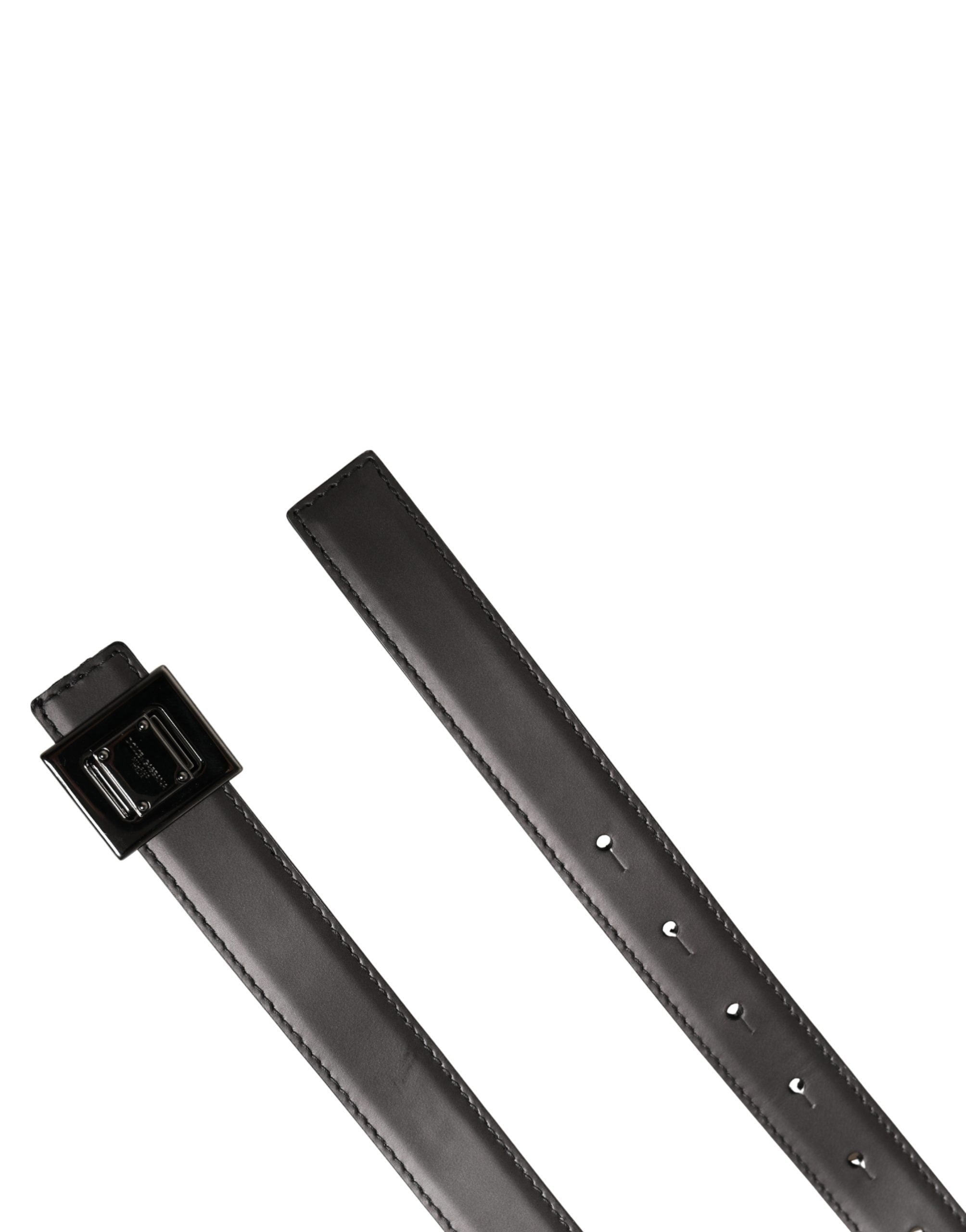 Dolce & Gabbana Men Silver Classic Leather Square Buckle Belt Dolce & Gabbana