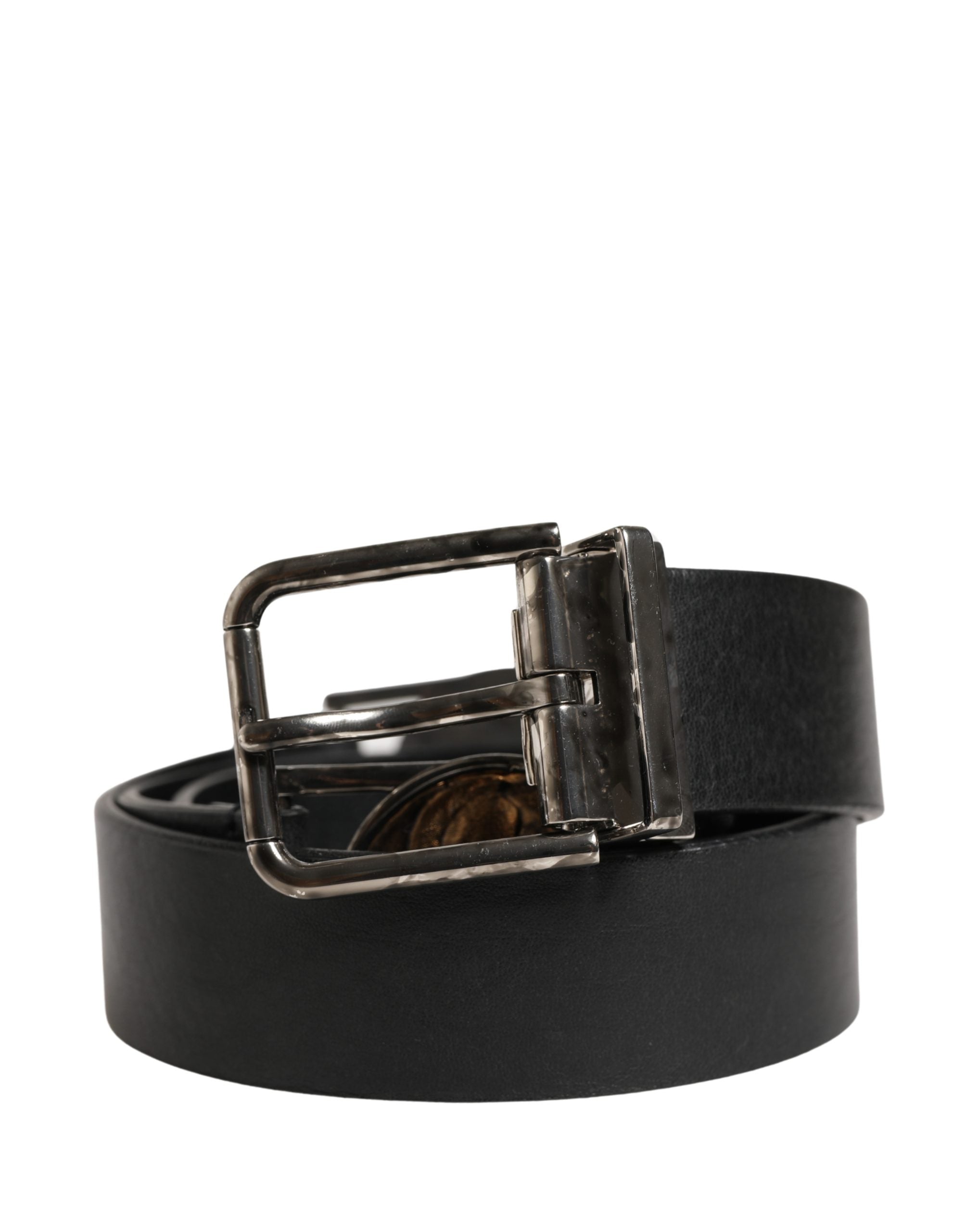 Dolce & Gabbana Men Black Classic Leather Metal Buckle Belt Dolce & Gabbana