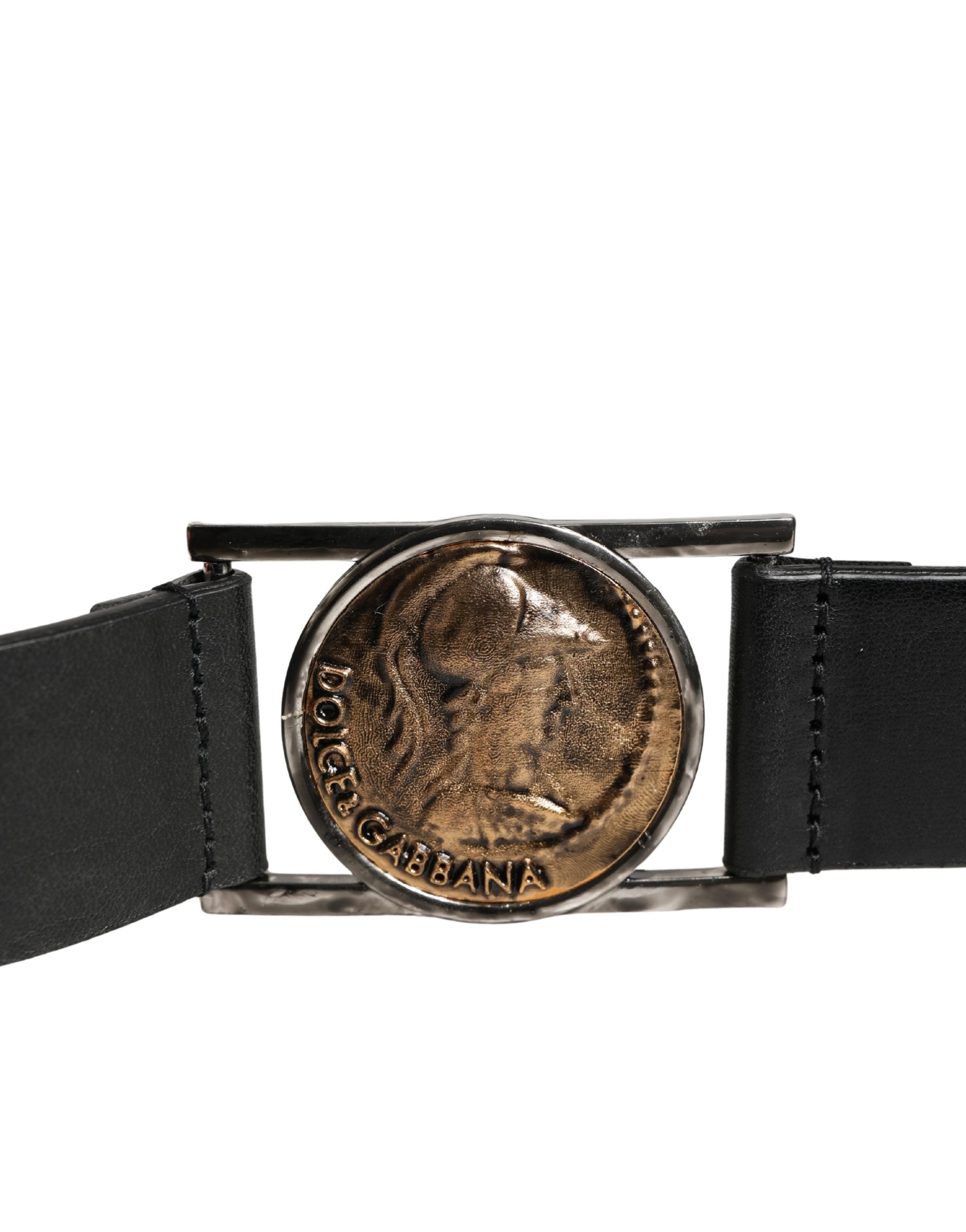 Dolce & Gabbana Men Black Classic Leather Metal Buckle Belt Dolce & Gabbana