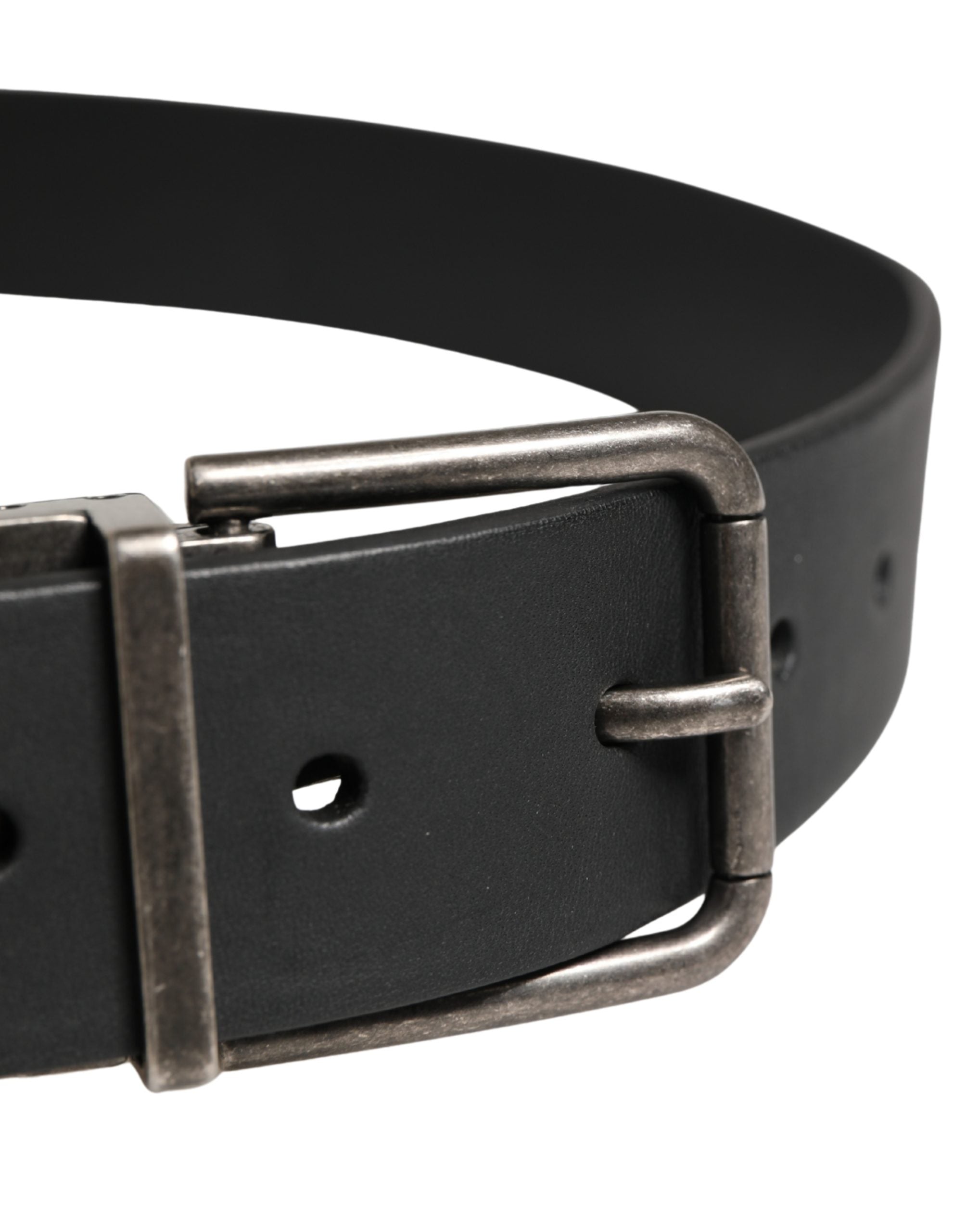 Dolce & Gabbana Men Black Classic Leather Metal Buckle Belt Dolce & Gabbana