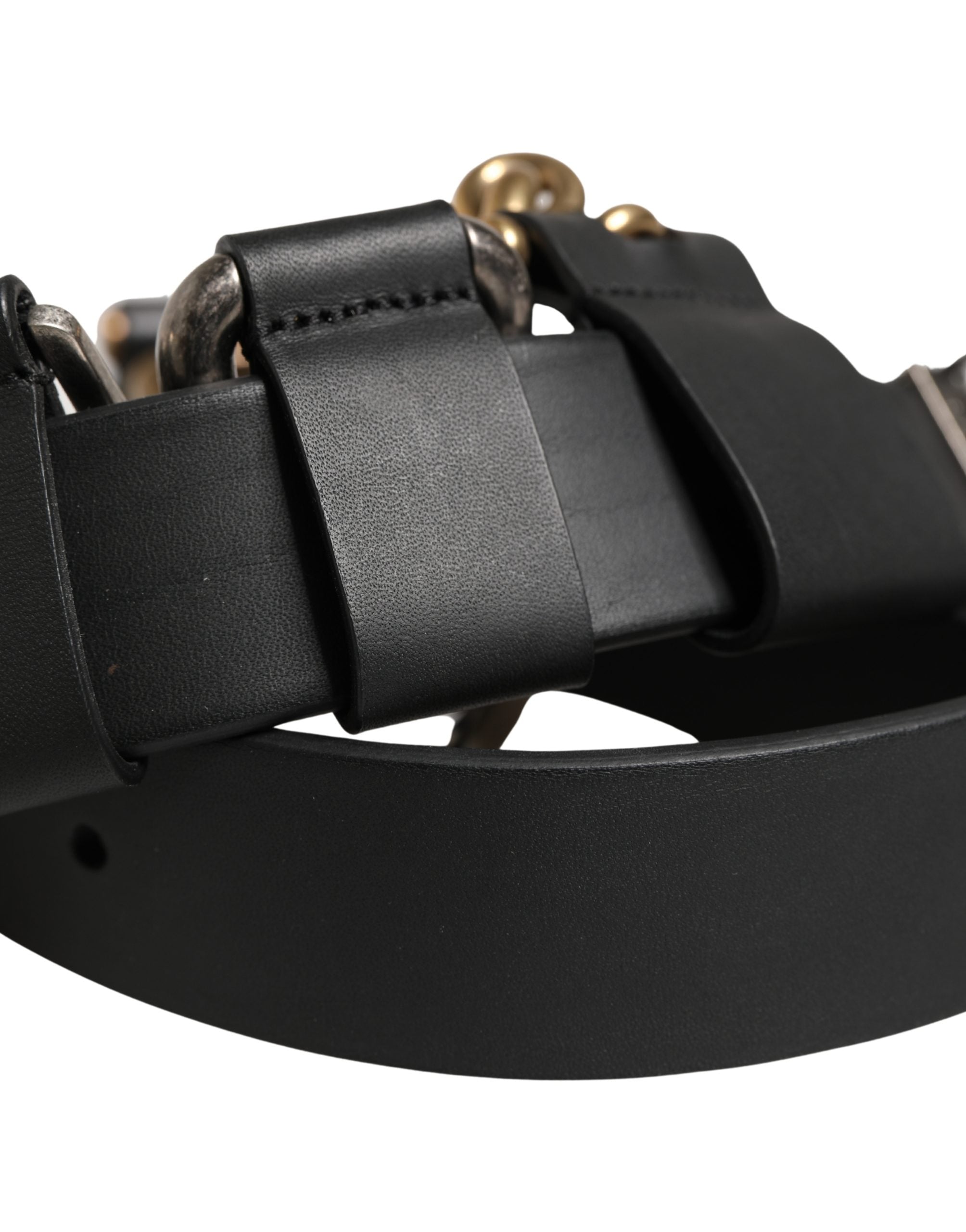 Dolce & Gabbana Men Black Classic Leather Metal Buckle Belt Dolce & Gabbana