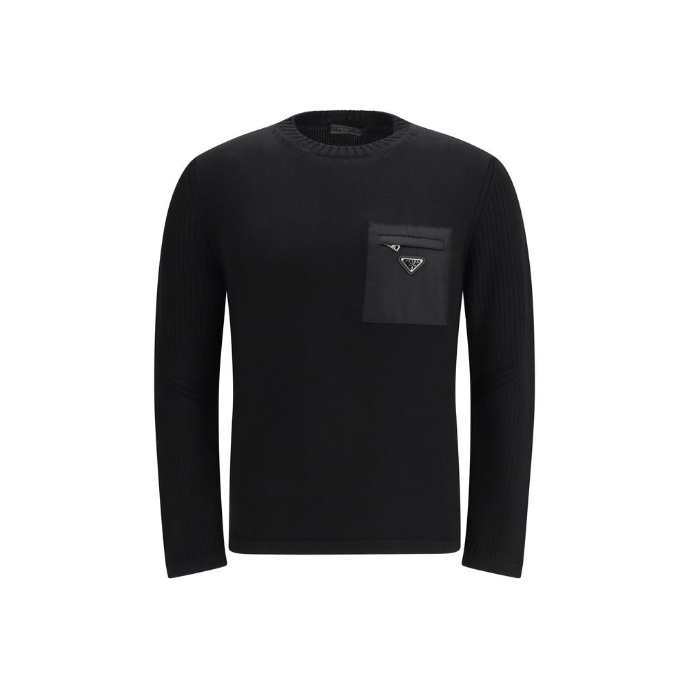 Prada Black Fleece Wool Sweatshirt Prada