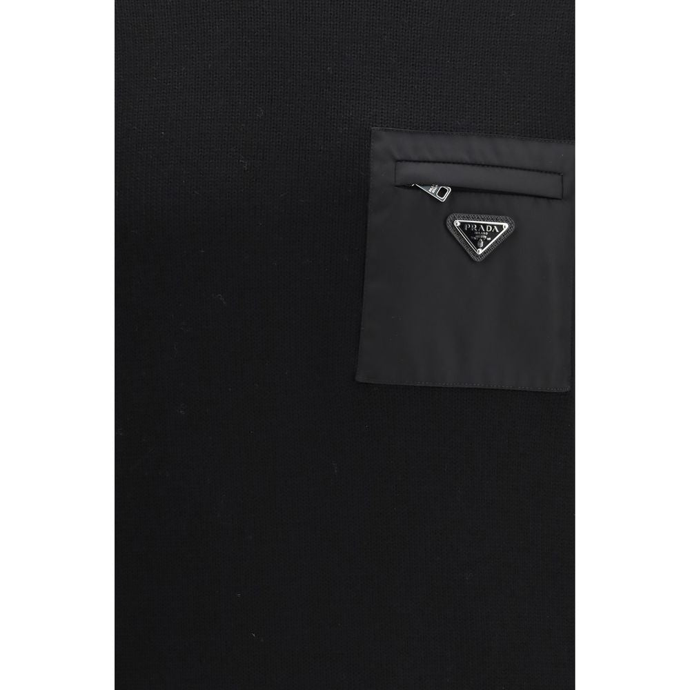 Prada Black Fleece Wool Sweatshirt Prada