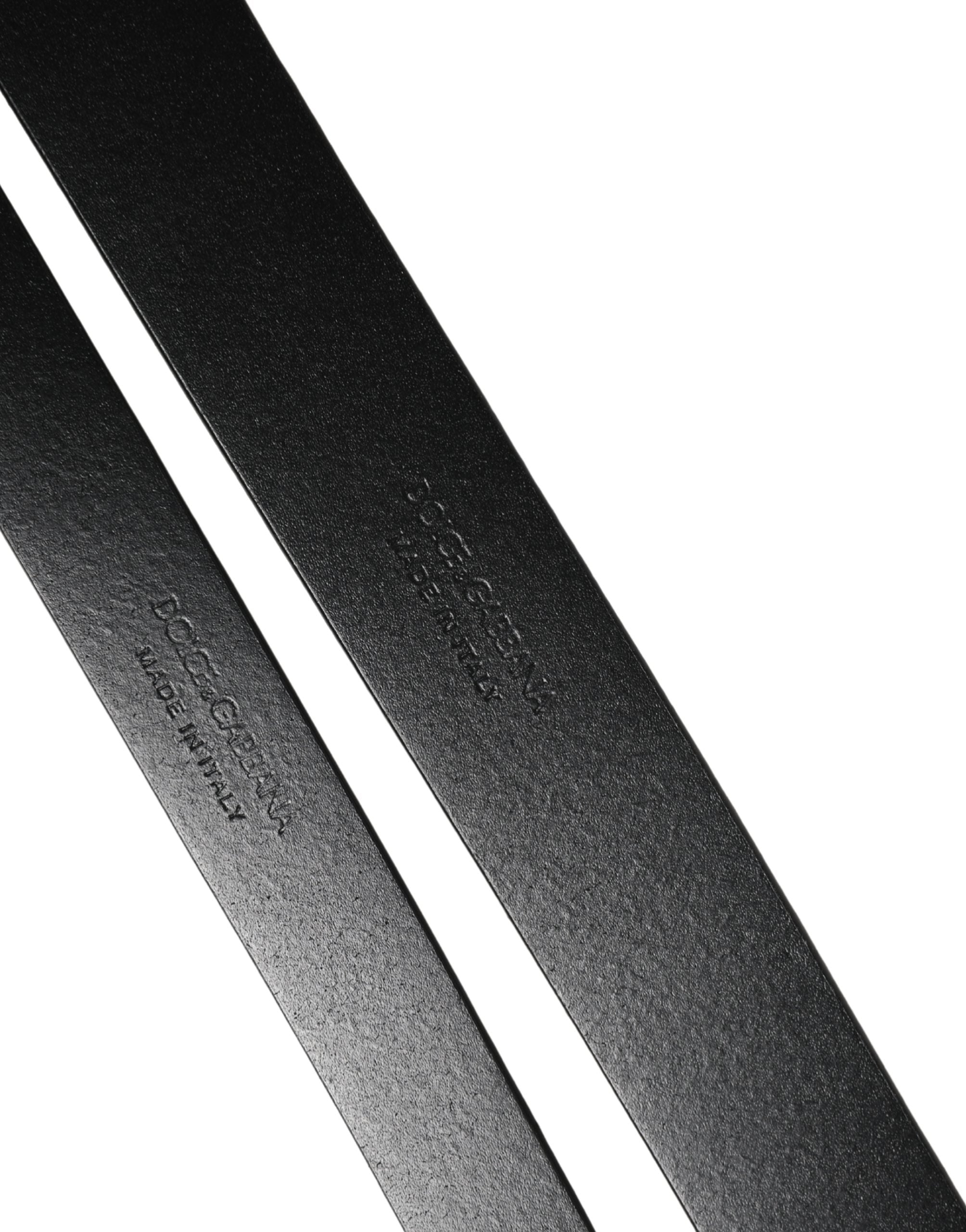 Dolce & Gabbana Black Double Strap Leather Silver Buckle Belt Dolce & Gabbana