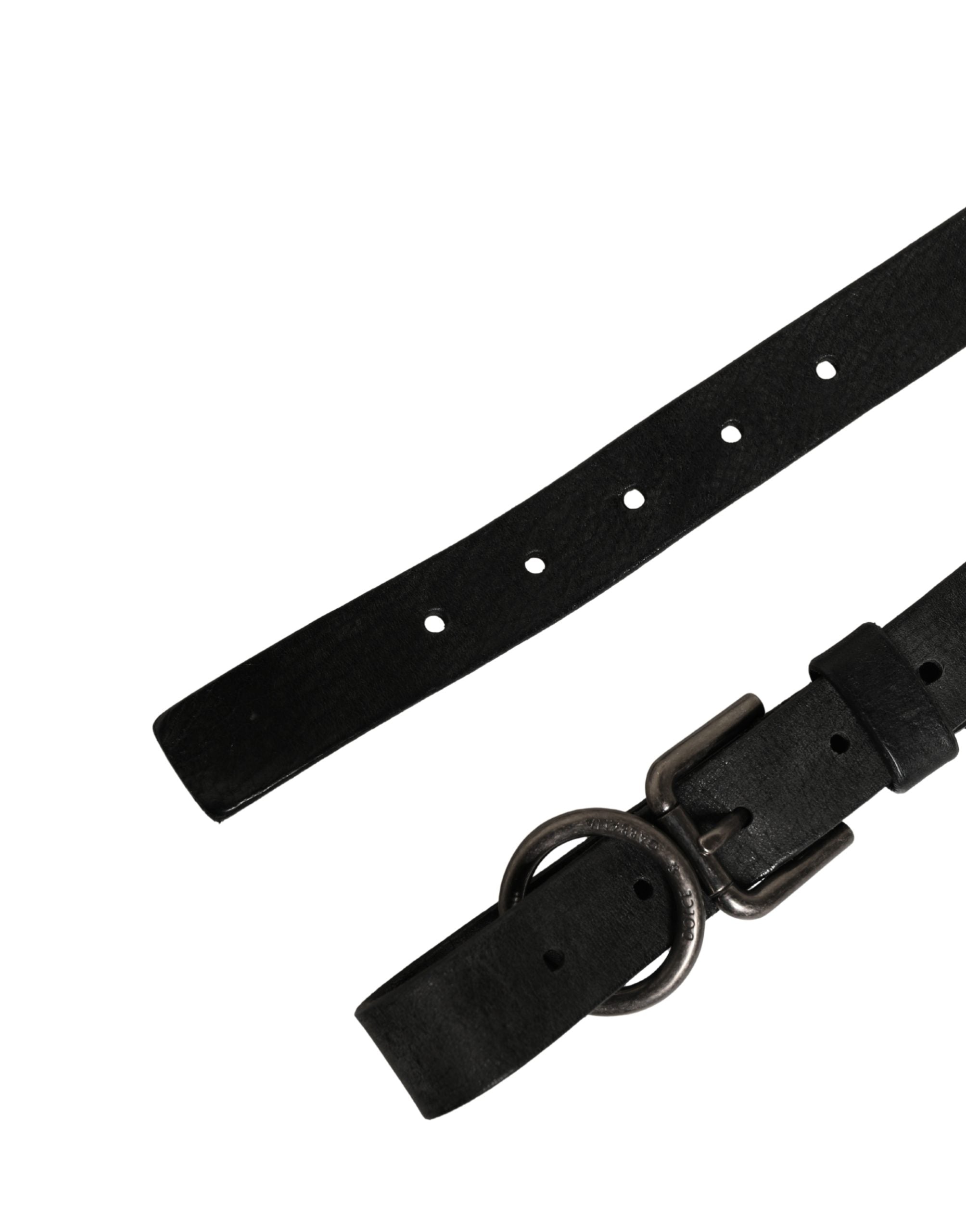Dolce & Gabbana Men Black Calfskin Leather Metal Buckle Belt Dolce & Gabbana