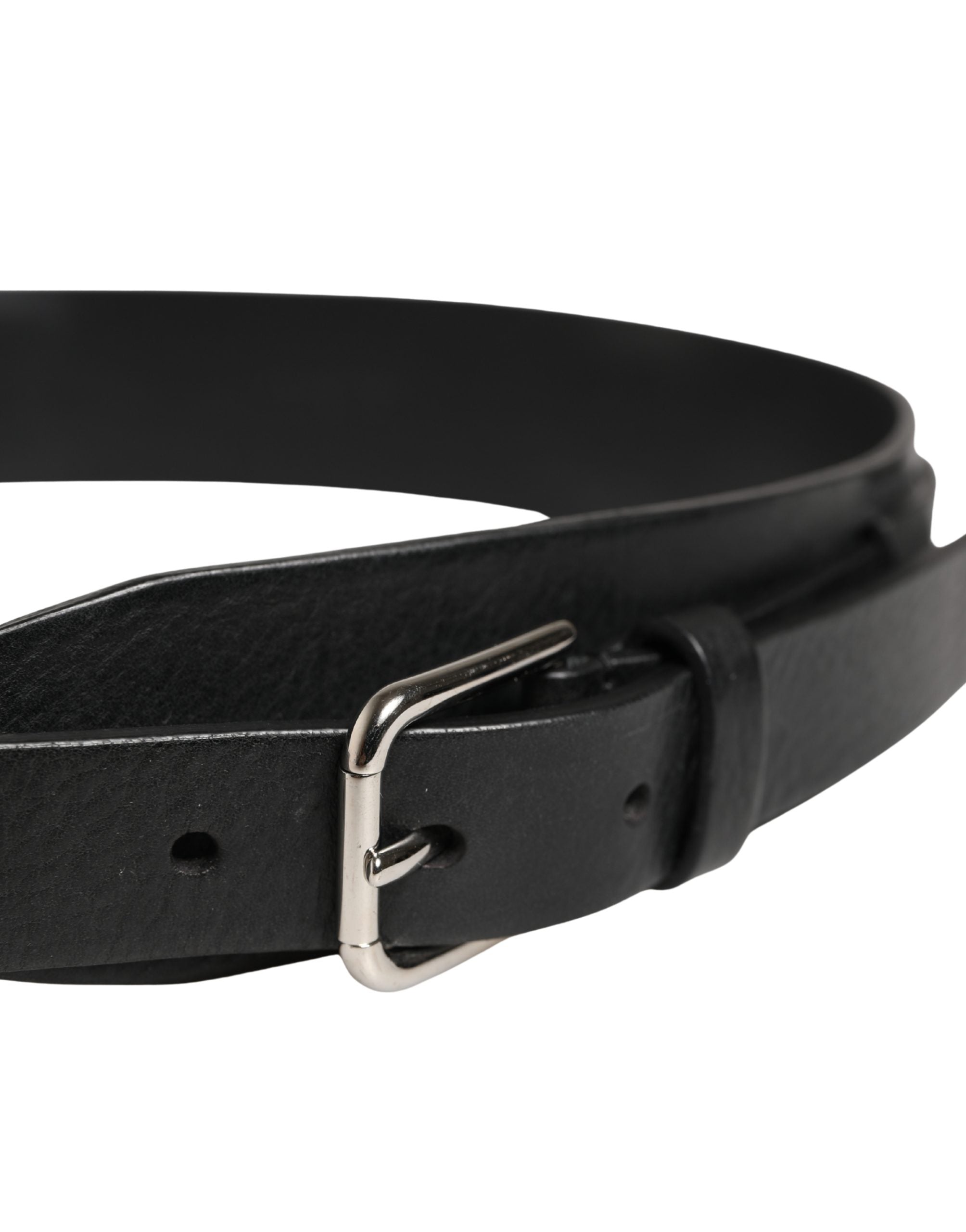 Dolce & Gabbana Men Black Classic Leather Metal Buckle Belt Dolce & Gabbana