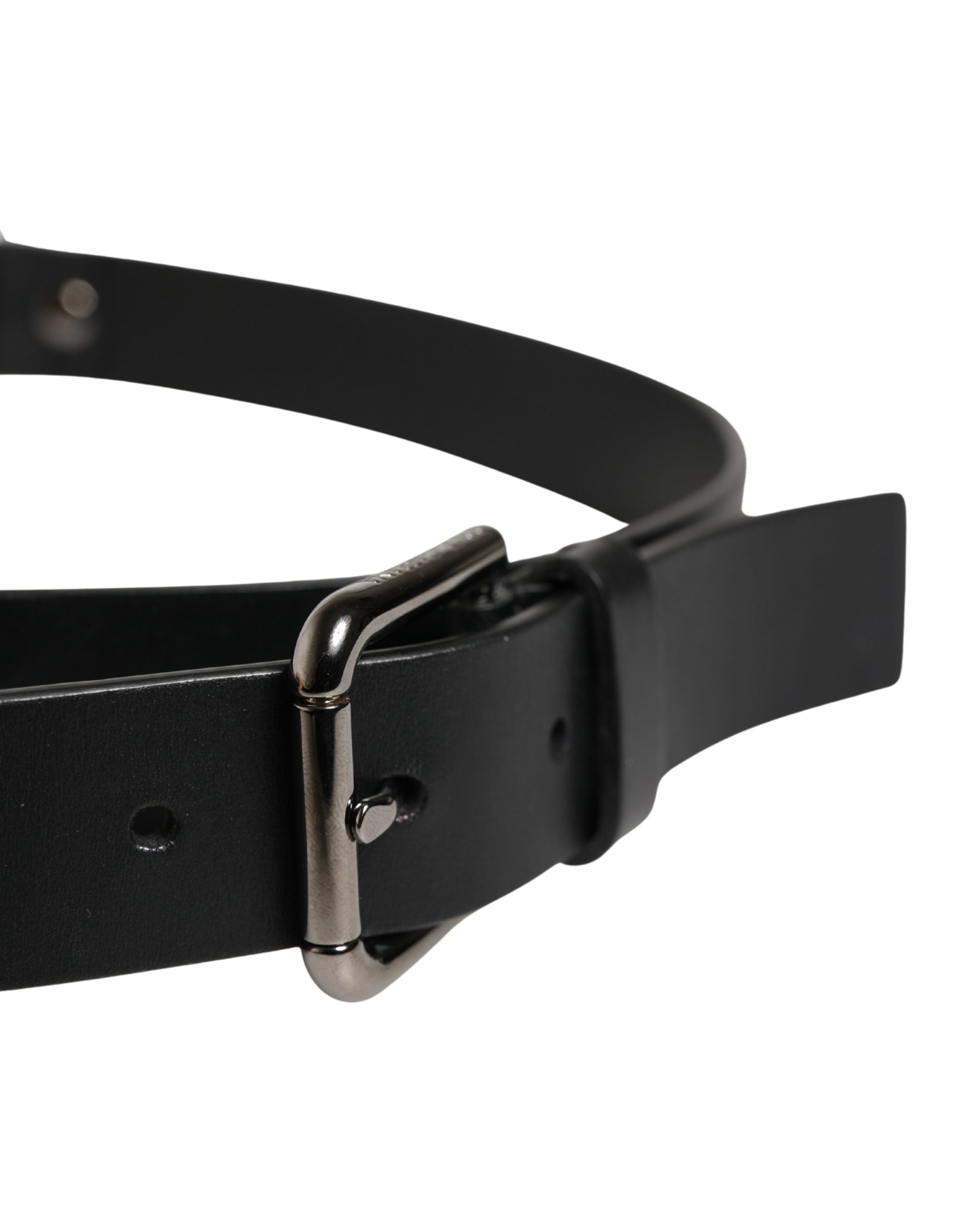 Dolce & Gabbana Men Black Calfskin Leather Metal Buckle Belt Dolce & Gabbana