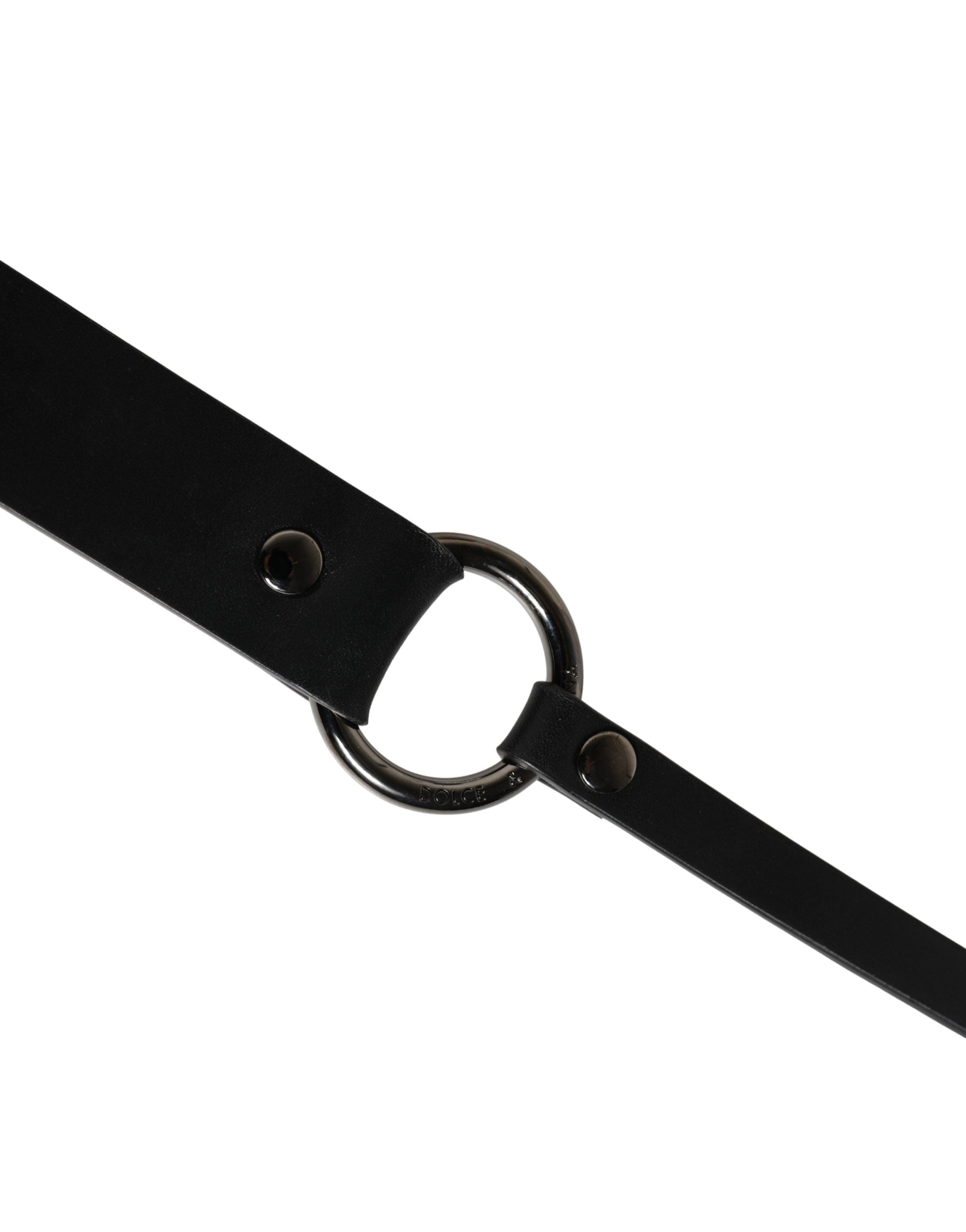 Dolce & Gabbana Men Black Calfskin Leather Metal Buckle Belt Dolce & Gabbana