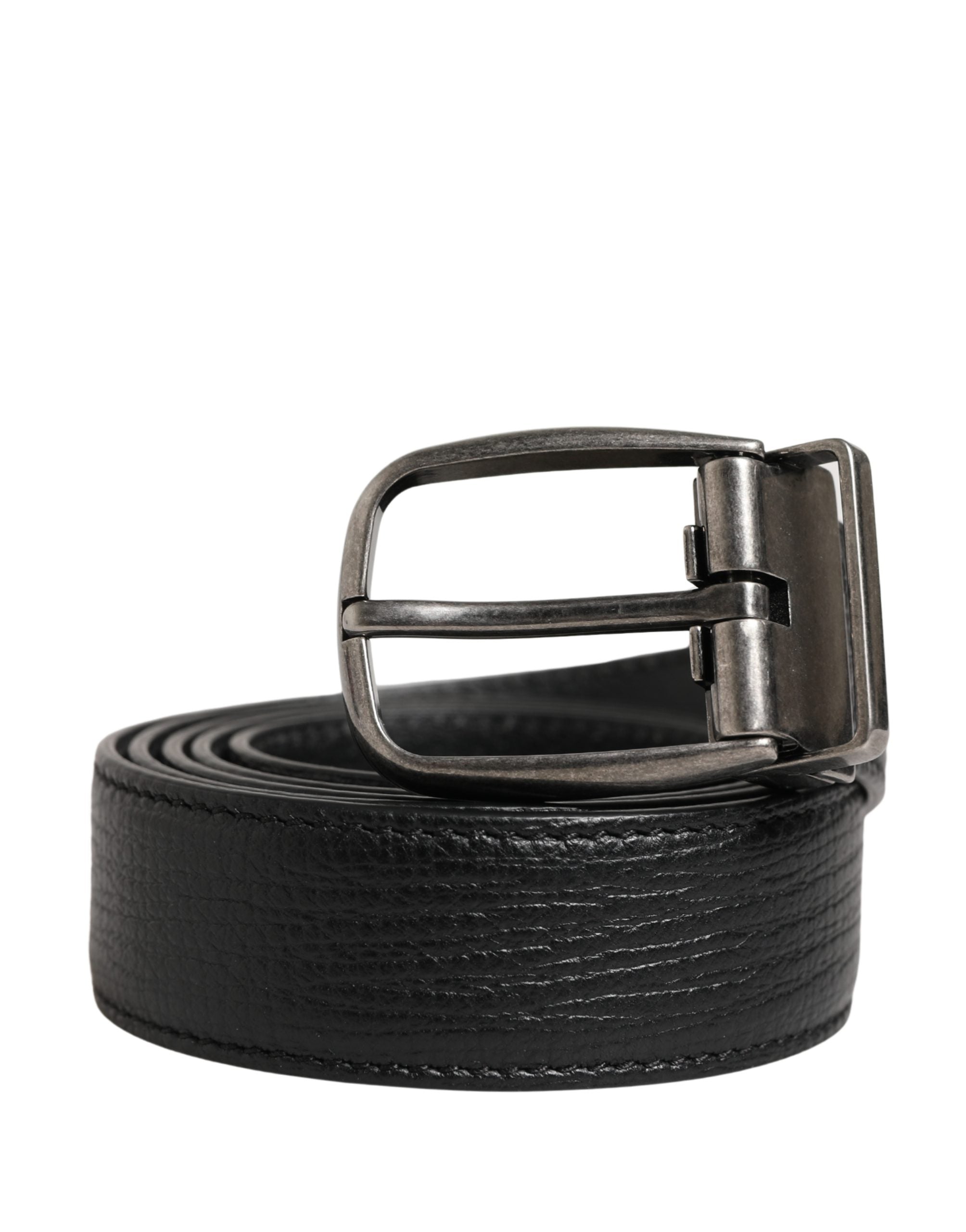 Dolce & Gabbana Men Black Classic Leather Metal Buckle Belt Dolce & Gabbana